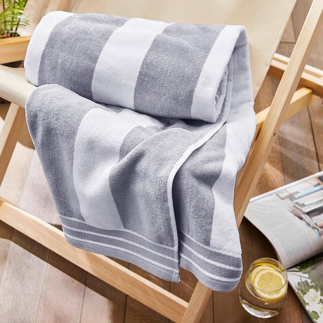 Jumbo Cabana Stripe Beach Towels - 100 x 180cm : Navy/White