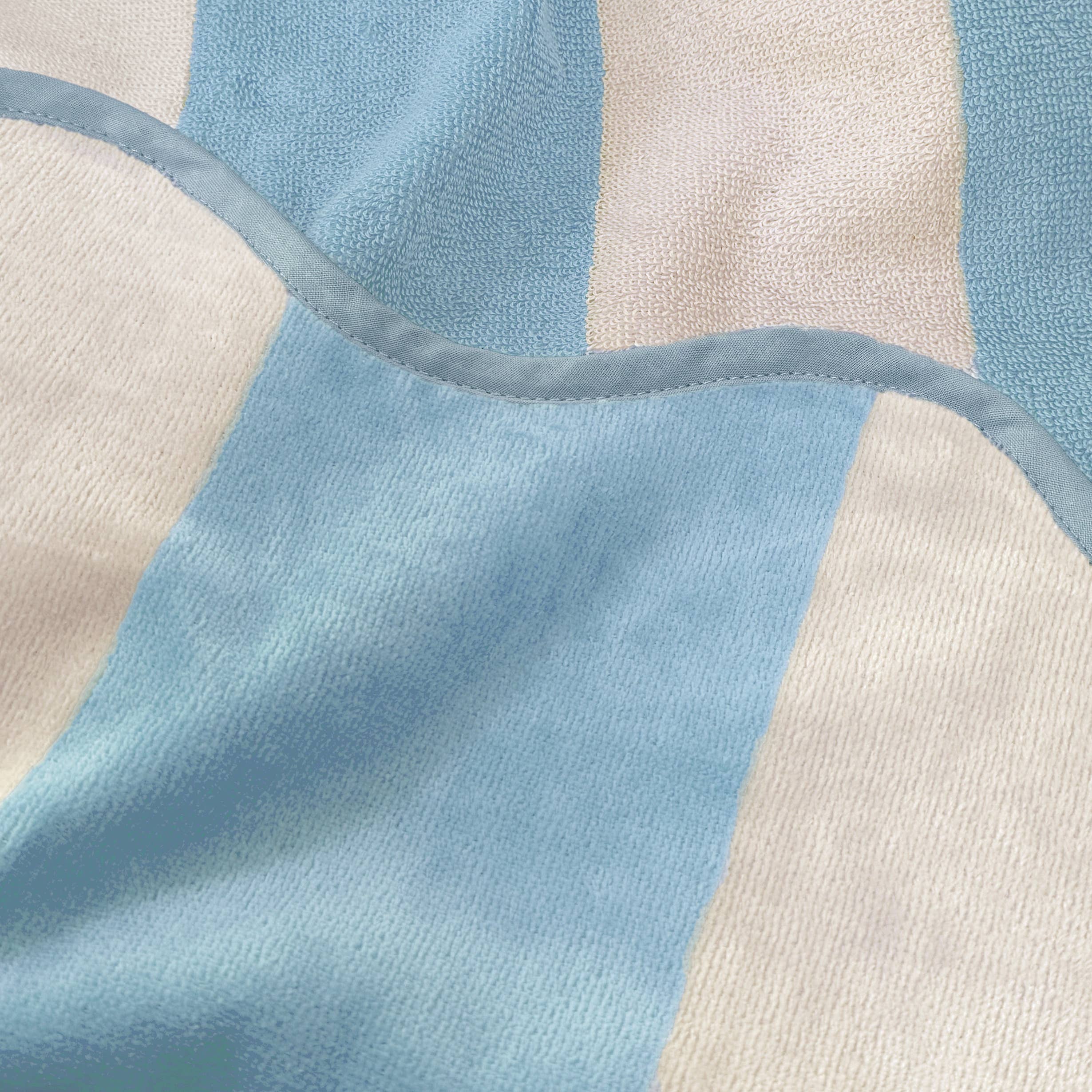 Large Scalloped Striped Beach Towel 90 x 170cm - 100% Cotton: Green