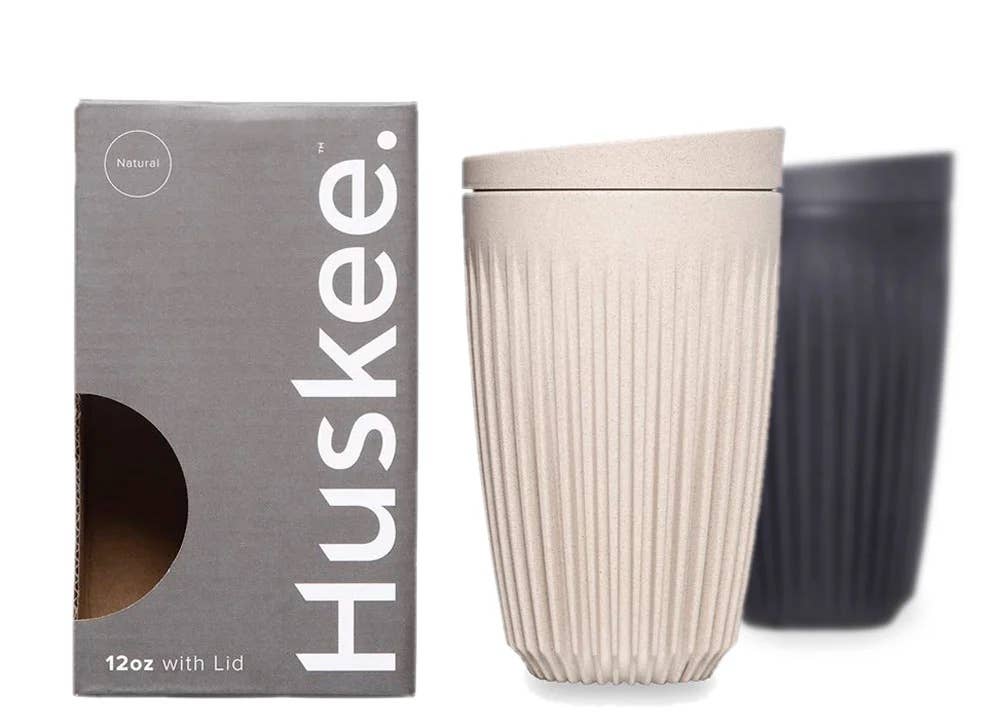Huskee Cup + Lid 12oz: Natural