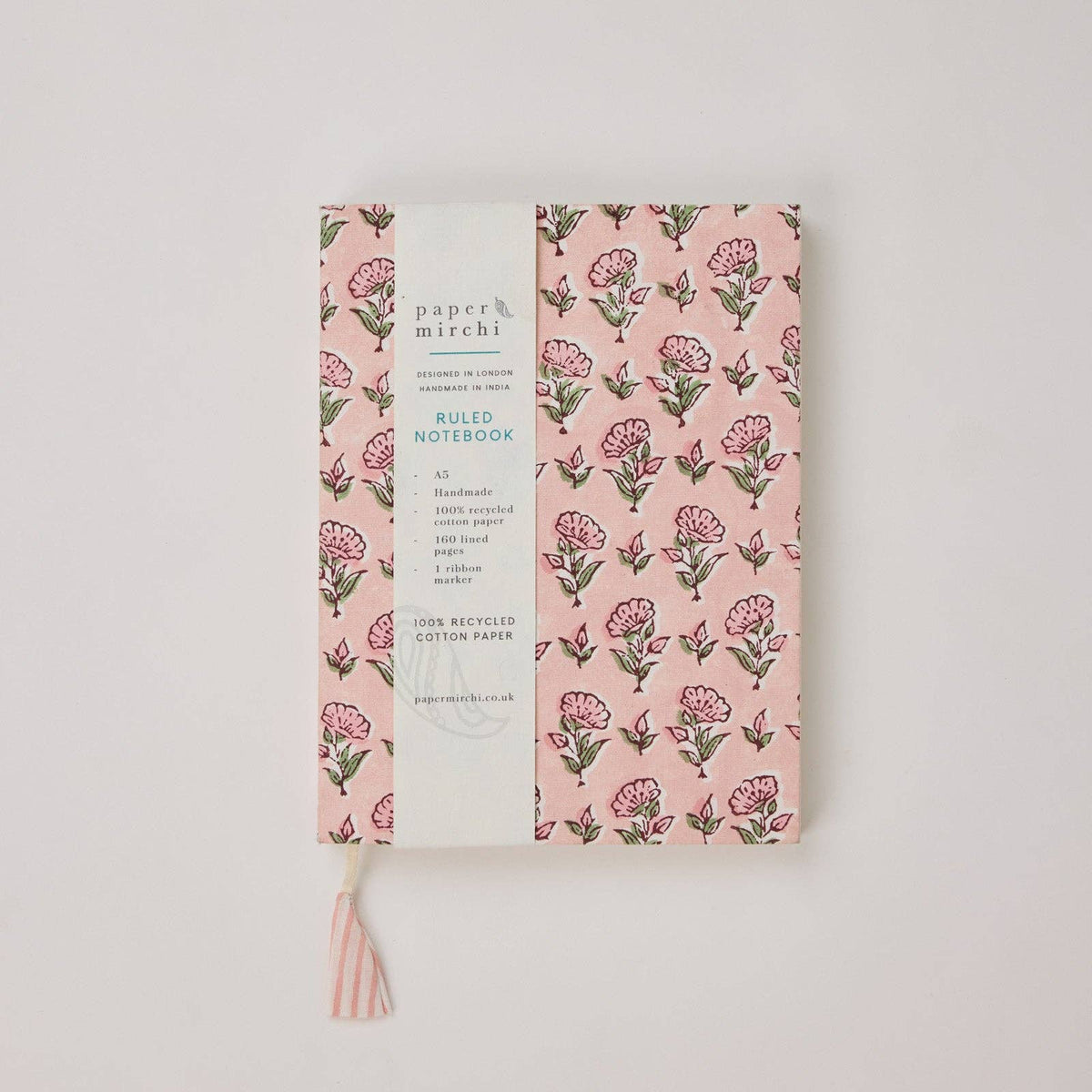 Block Printed Ruled Notebook (A5) - Ditsy Floral Blush