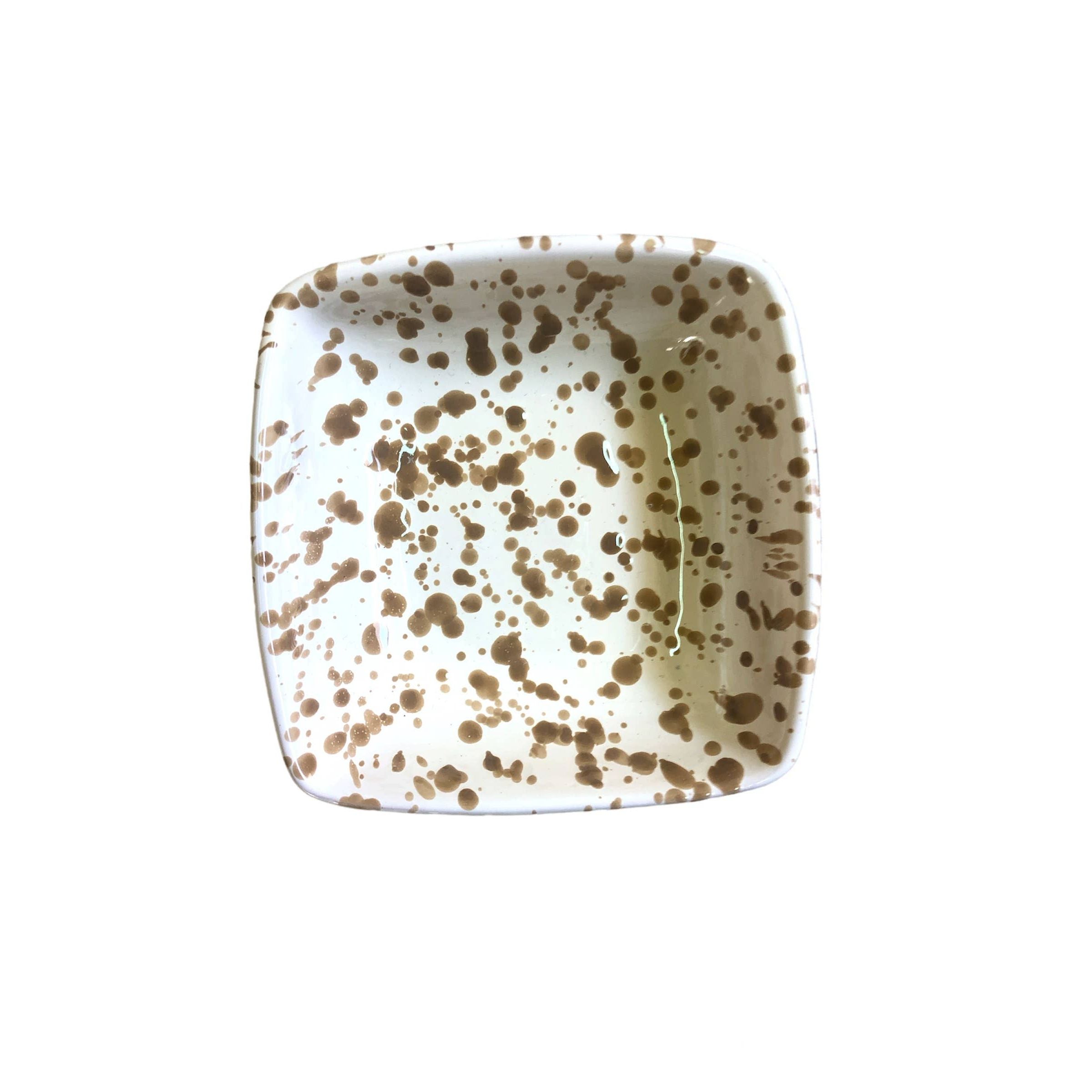 Square Bowl 13x13 cm - Splashed Line: Cream/black