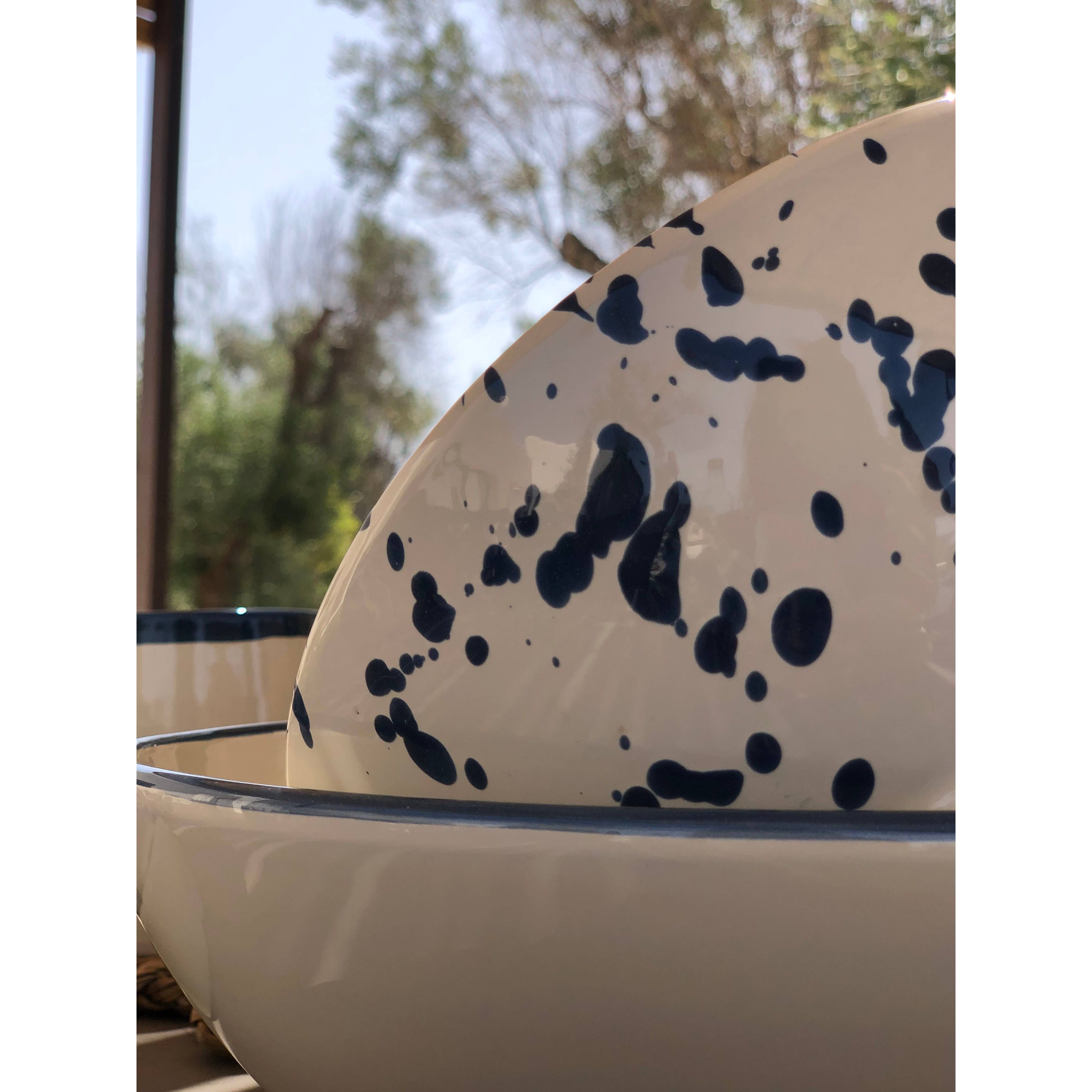 Salad Bowl diam. 23 cm - Splasshed Line: Cream/black