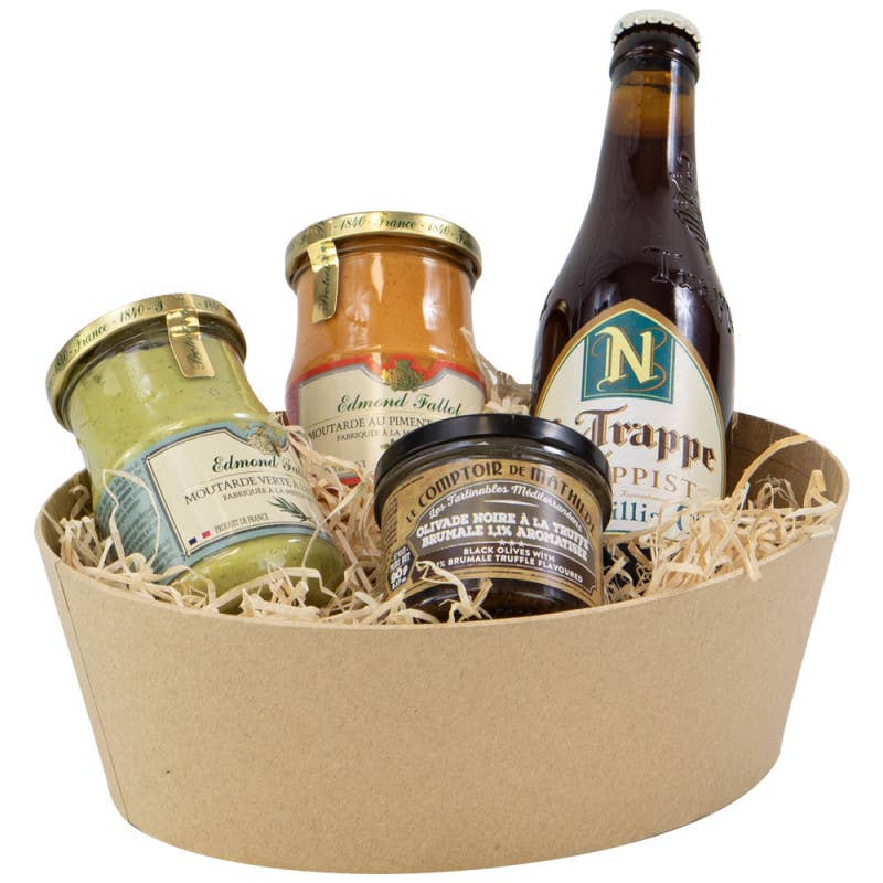 Kraft brown oval cardboard basket 23x19x8 cm