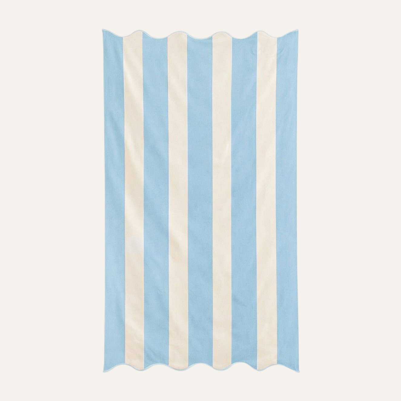 Large Scalloped Striped Beach Towel 90 x 170cm - 100% Cotton: Ice Blue