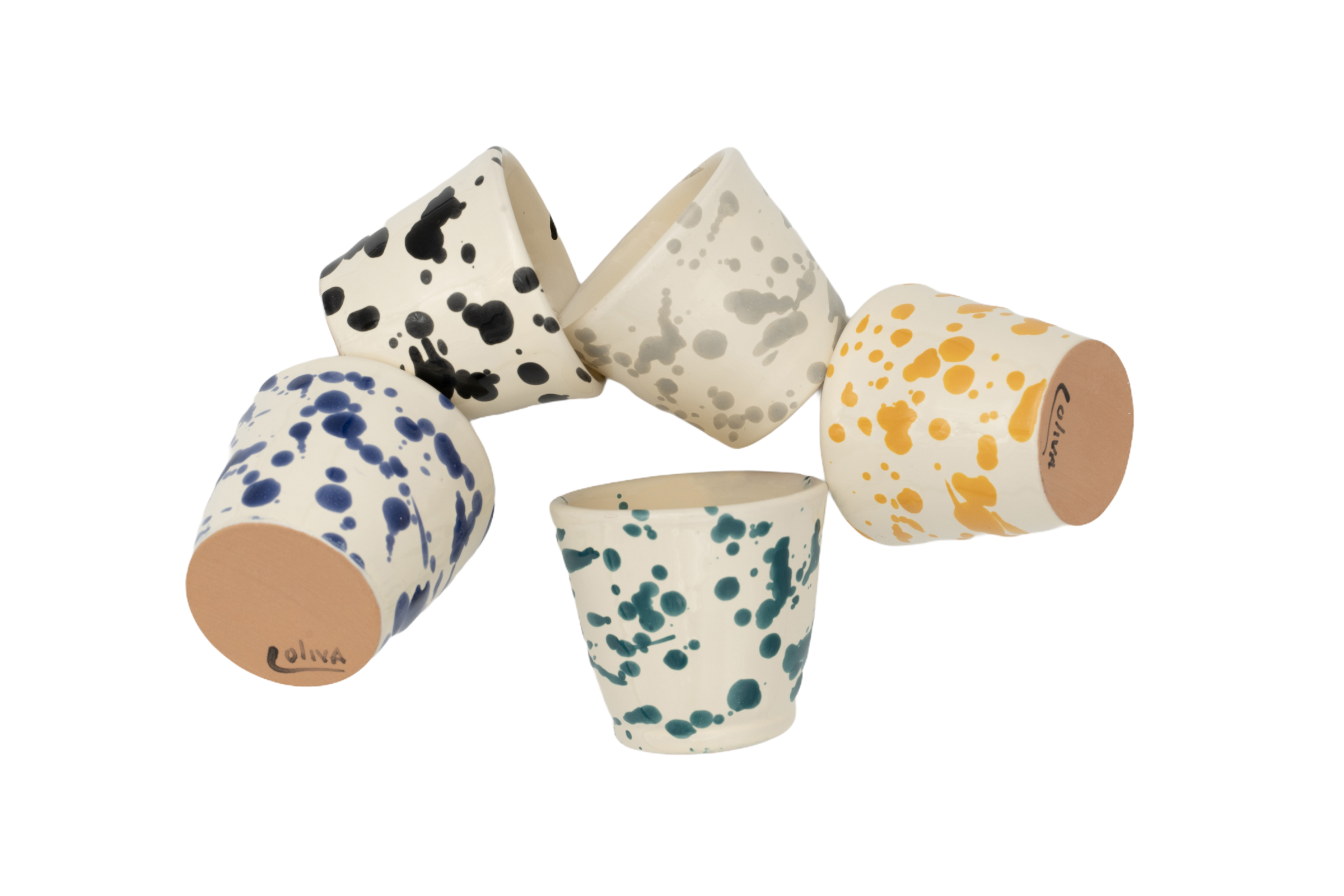 Glass h. 6 cm - Splasshed Line: Cream/grey