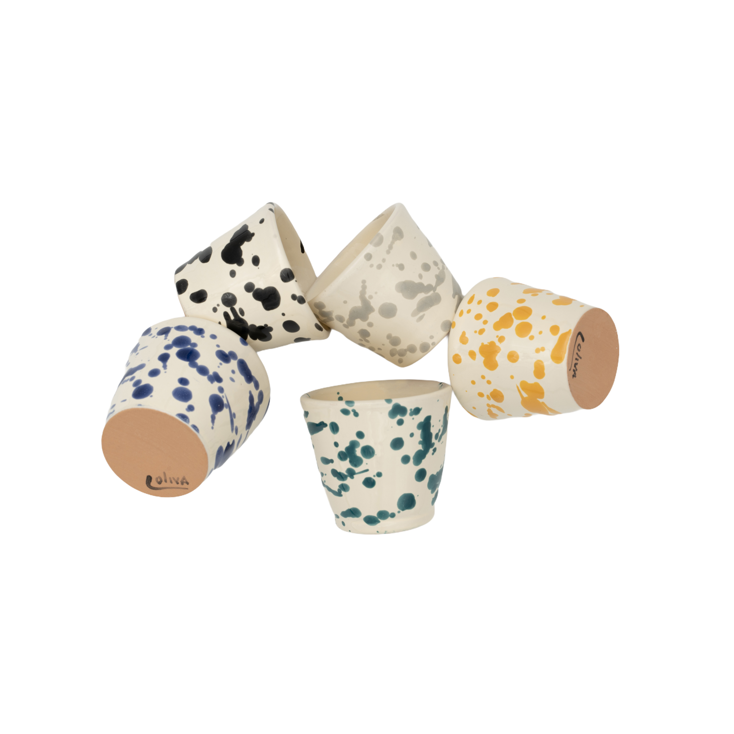 Glass h. 6 cm - Splasshed Line: Cream/grey