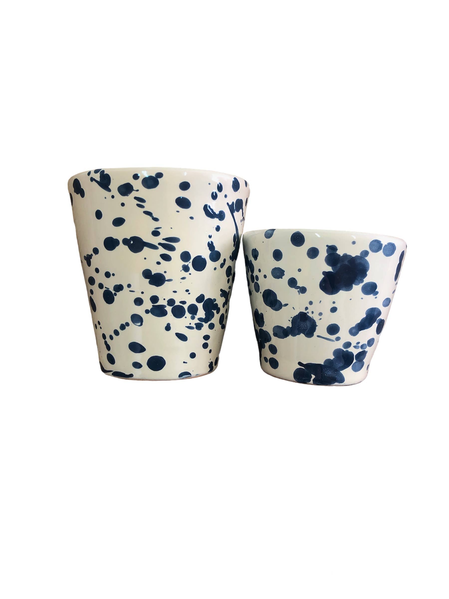 Glass h. 6 cm - Splasshed Line: Cream/blue