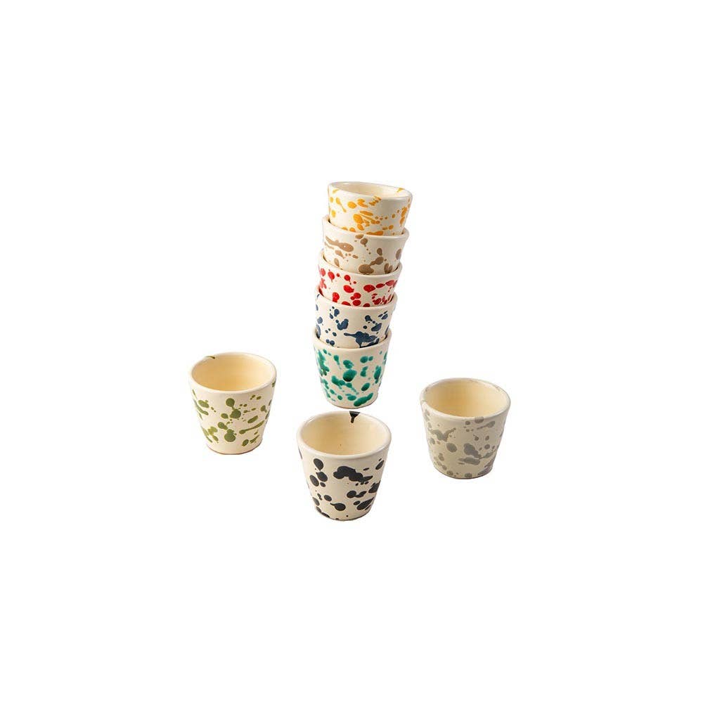 Glass h. 6 cm - Splasshed Line: Cream/blue