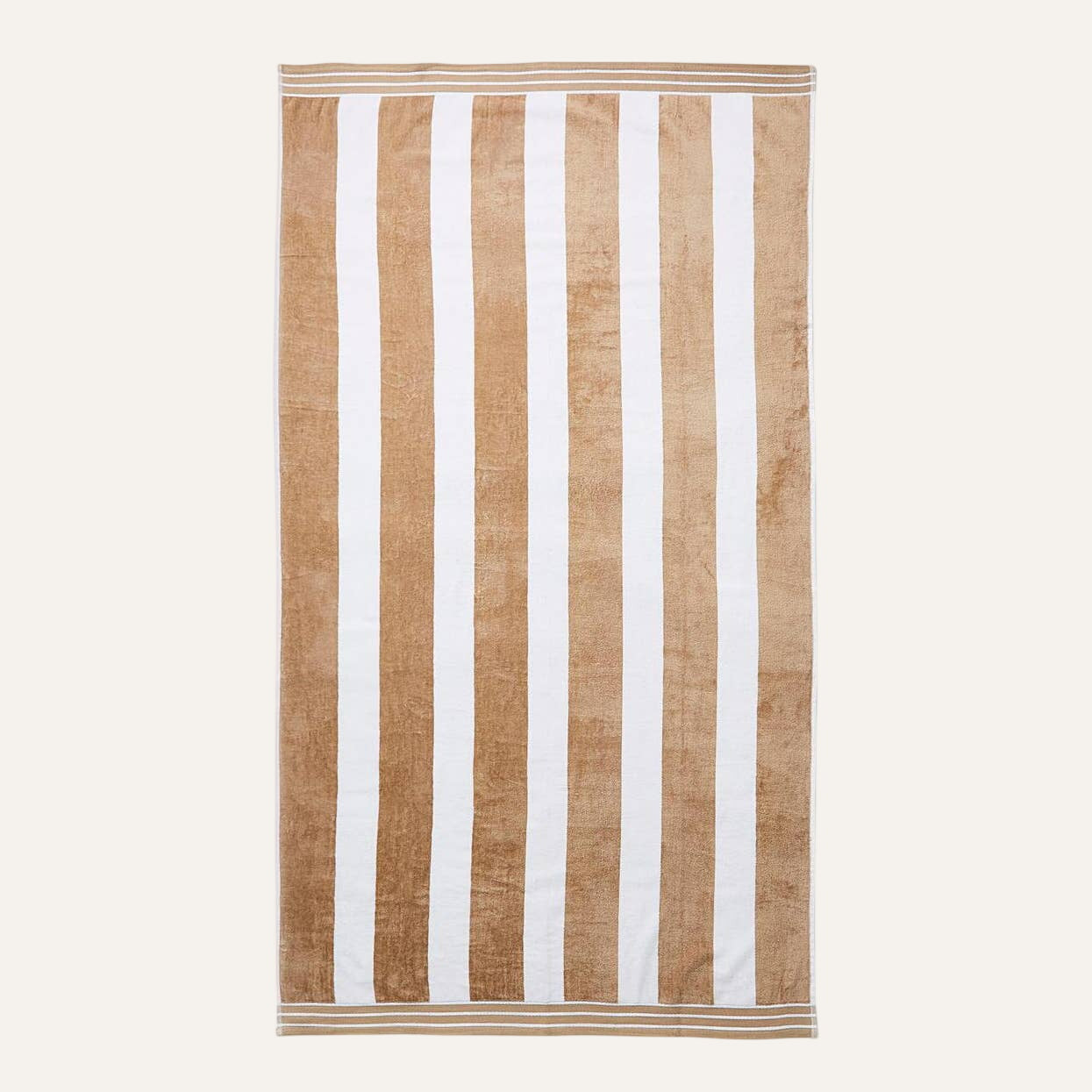Jumbo Cabana Stripe Beach Towels - 100 x 180cm : Taupe/White