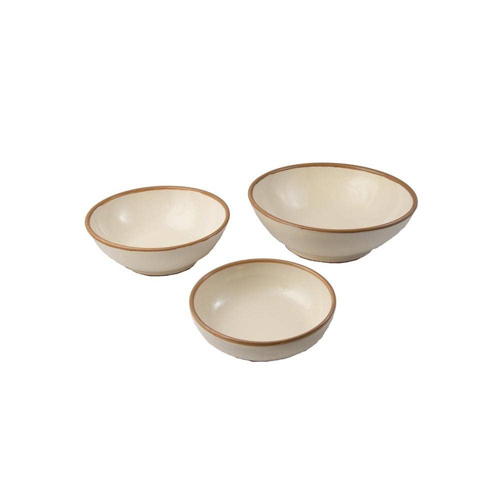 Salad Bowl diam. 28 cm - Edge Line: Cream/black