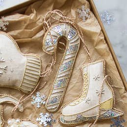 Handmade Candy Cane Christmas Holiday Decoration Irish Linen