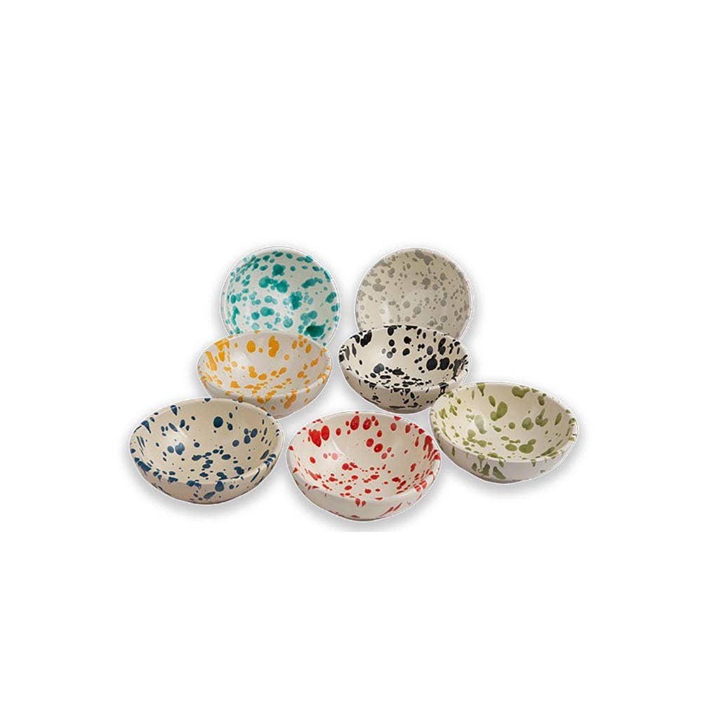 Mini Bowl diam. 9 cm - Splasshed Line: Cream/blue