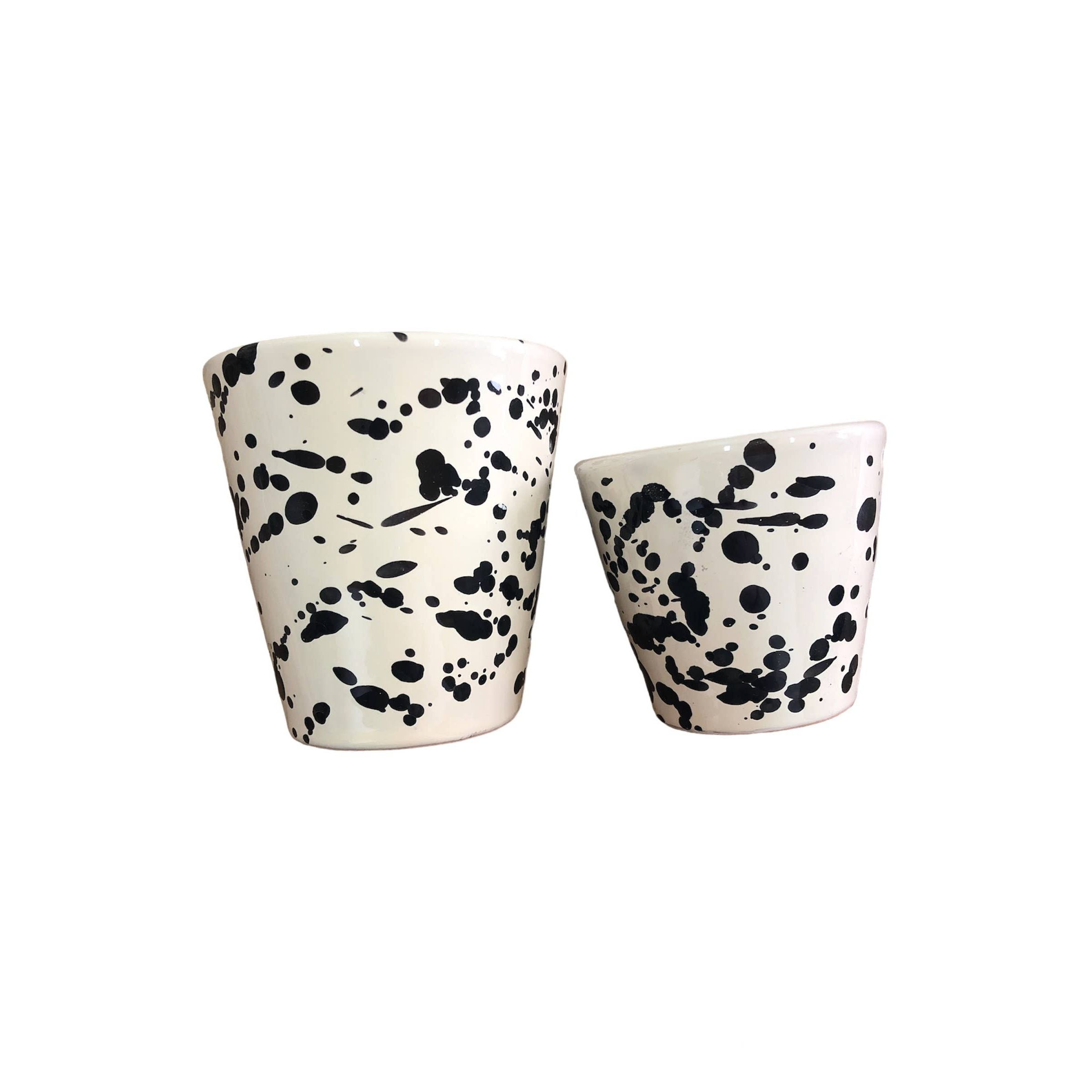 Glass h. 6 cm - Splasshed Line: Cream/black