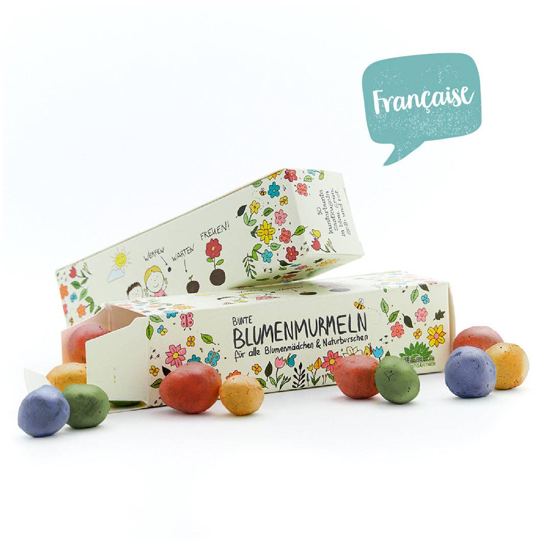 Box of 25 flower marbles (EN, ES, FR, NL): English