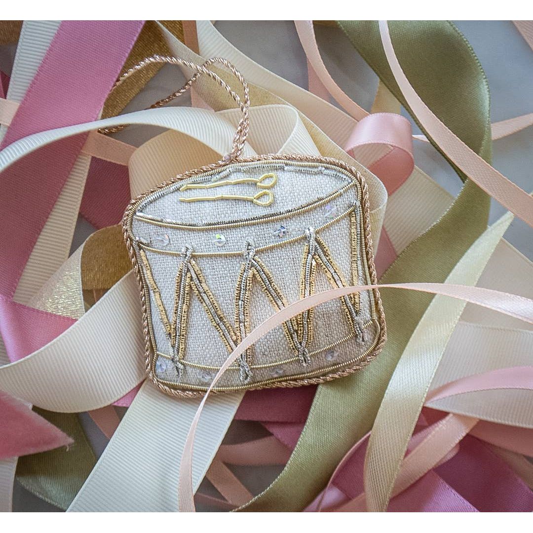 Handmade Drum Christmas Holiday Decoration in Irish Linen