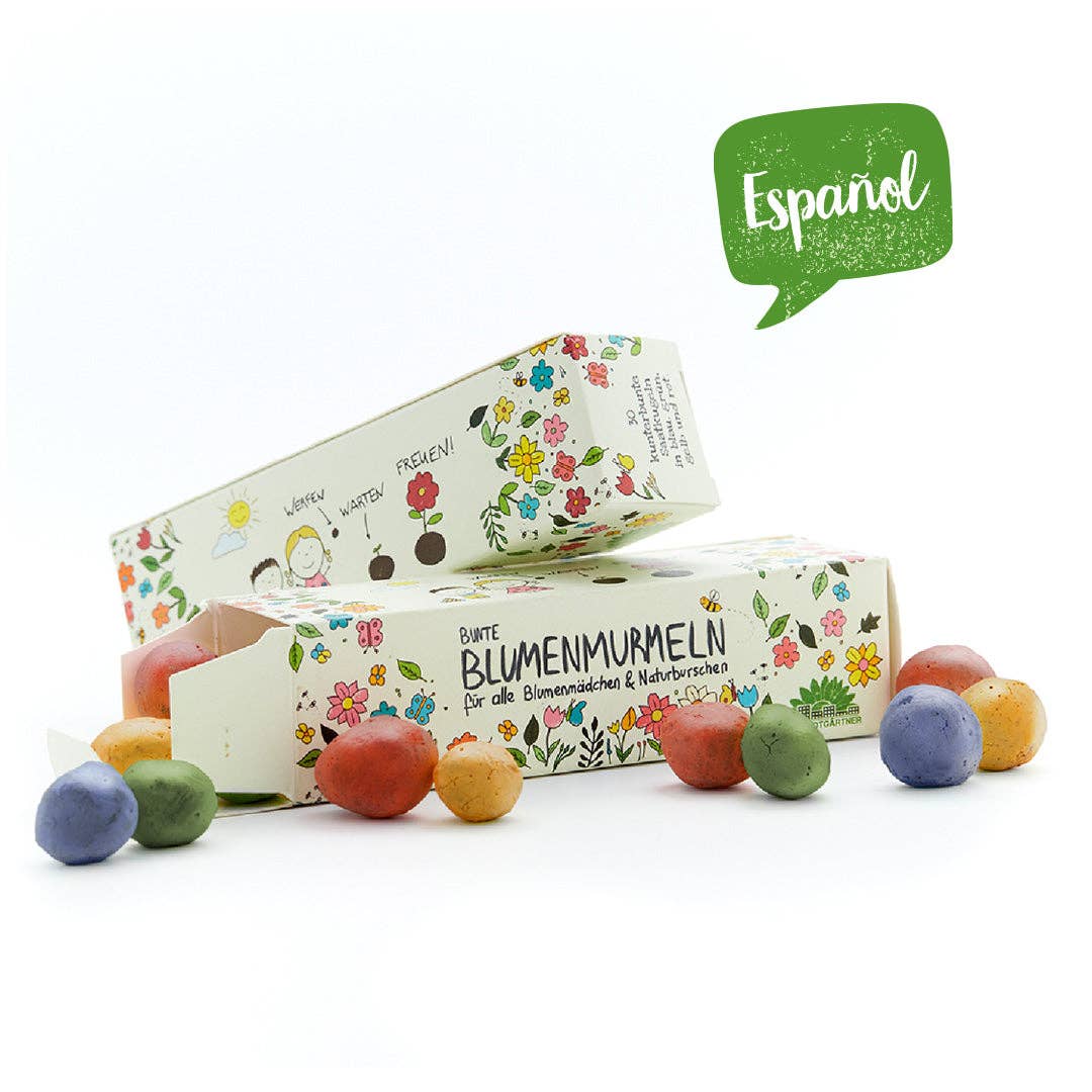 Box of 25 flower marbles (EN, ES, FR, NL): English