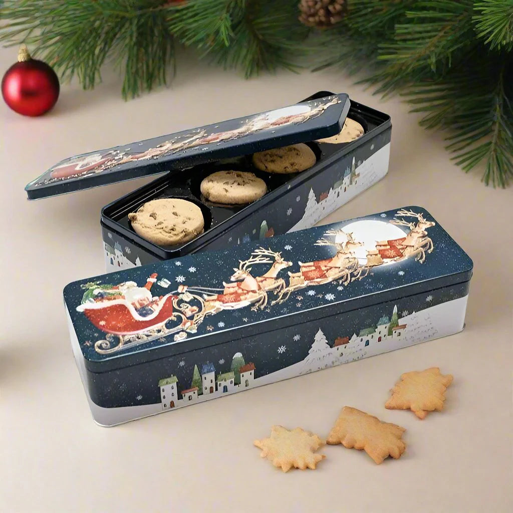 Santa Sleigh Biscuit Tin