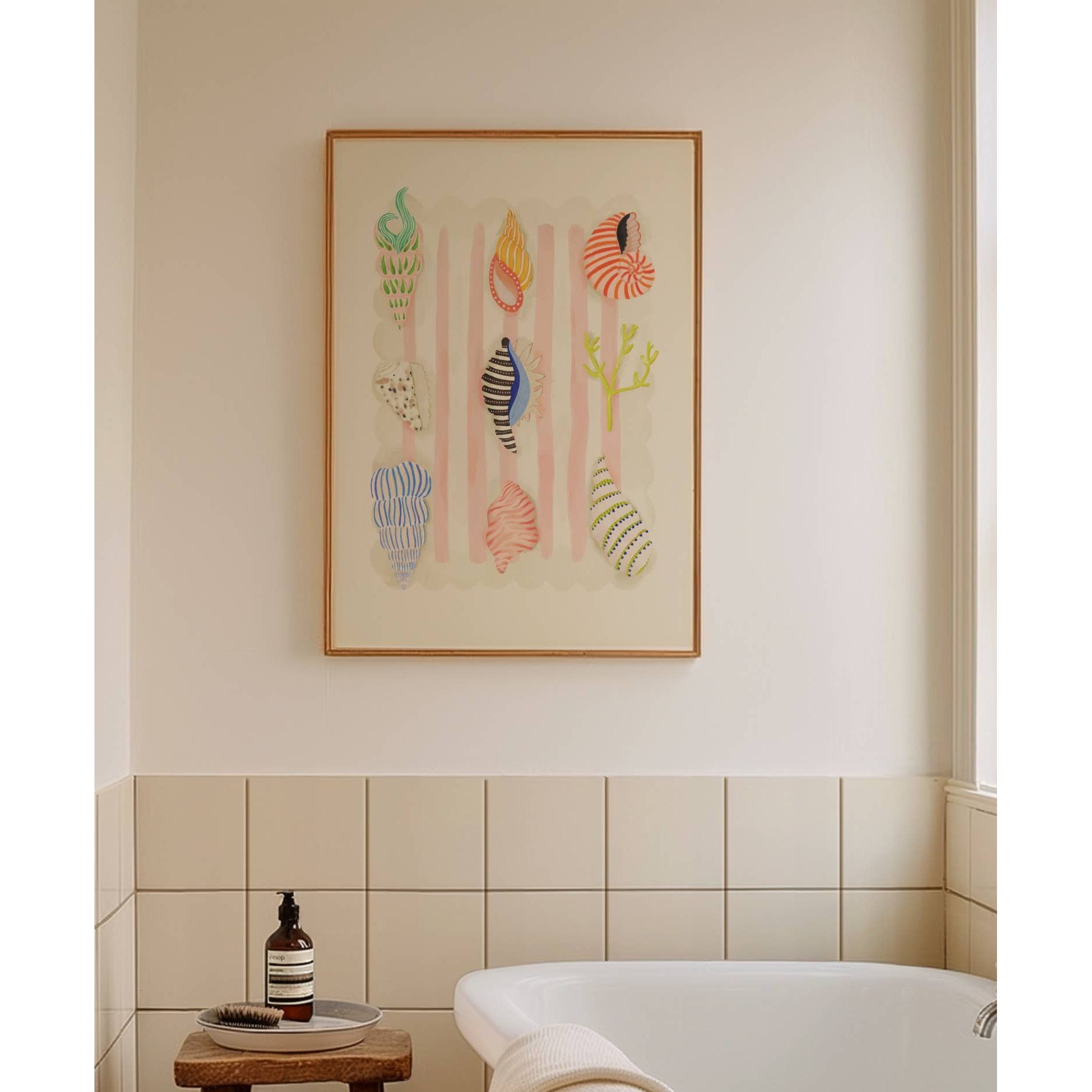 Beach Combing, Hand Drawn Abstract shell Drawing, shell Art : A5