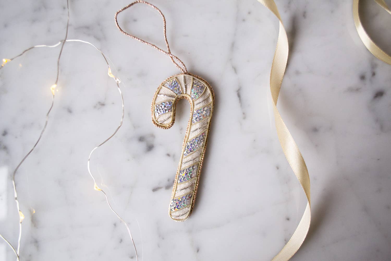 Handmade Candy Cane Christmas Holiday Decoration Irish Linen