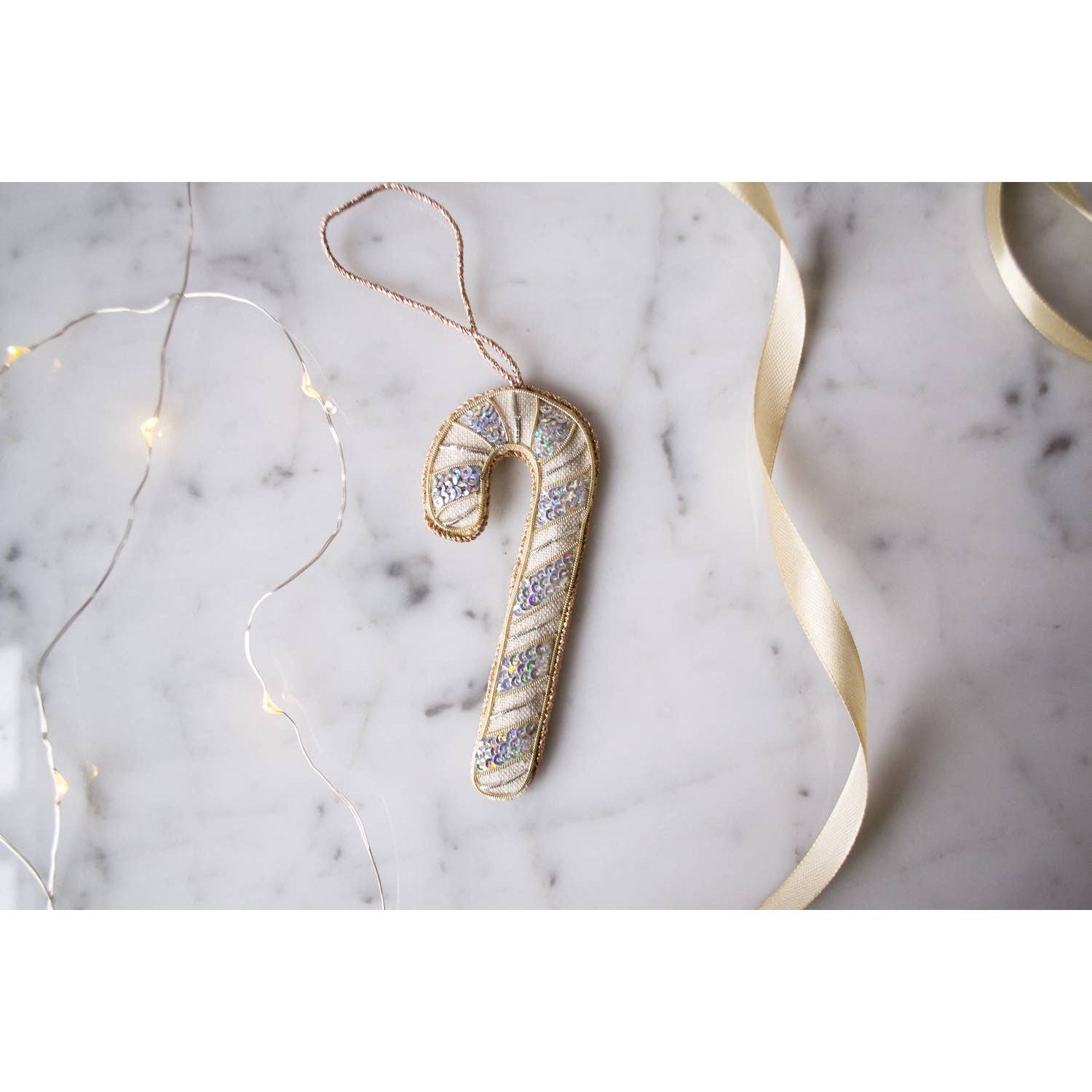 Handmade Candy Cane Christmas Holiday Decoration Irish Linen