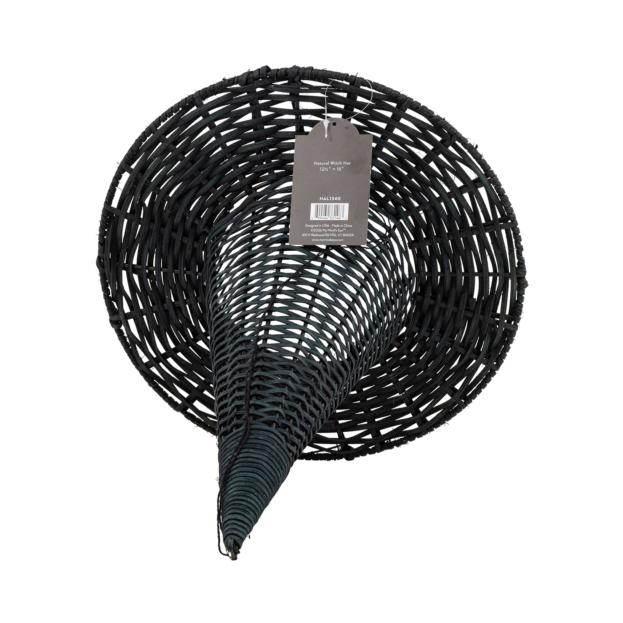 HAL1340 - Natural Rattan Witch Hat - 15"
