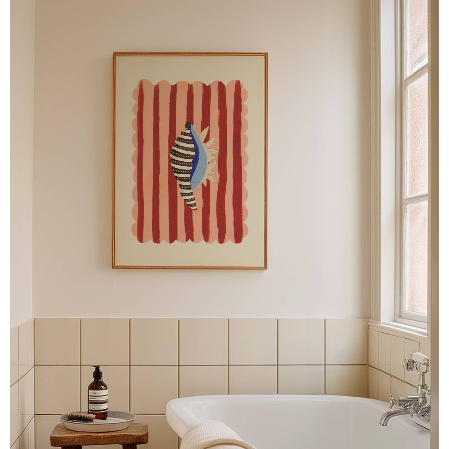 Black stripe, Hand Drawn Abstract shell Drawing, shell Art: A3