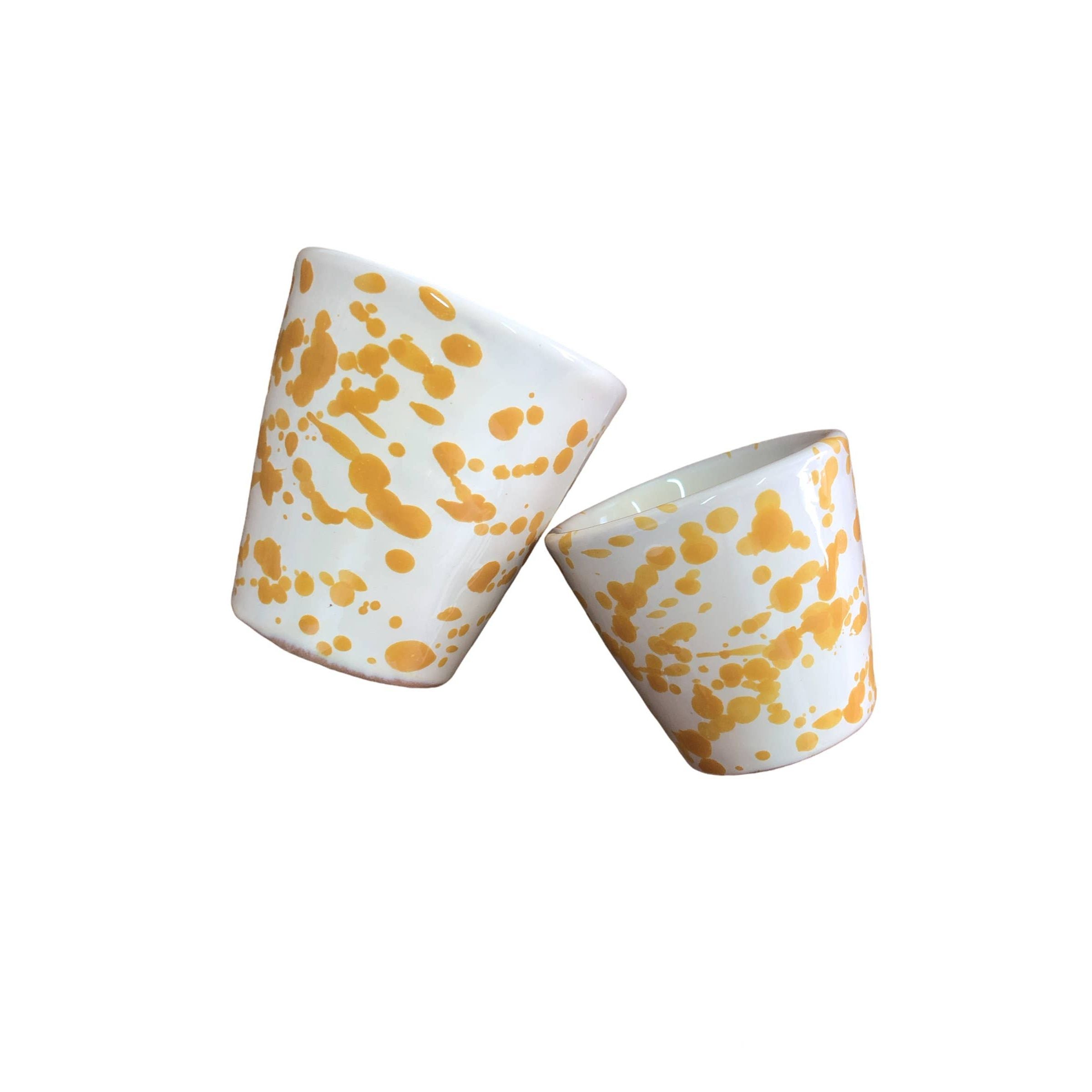 Glass h. 6 cm - Splasshed Line: Cream/blue