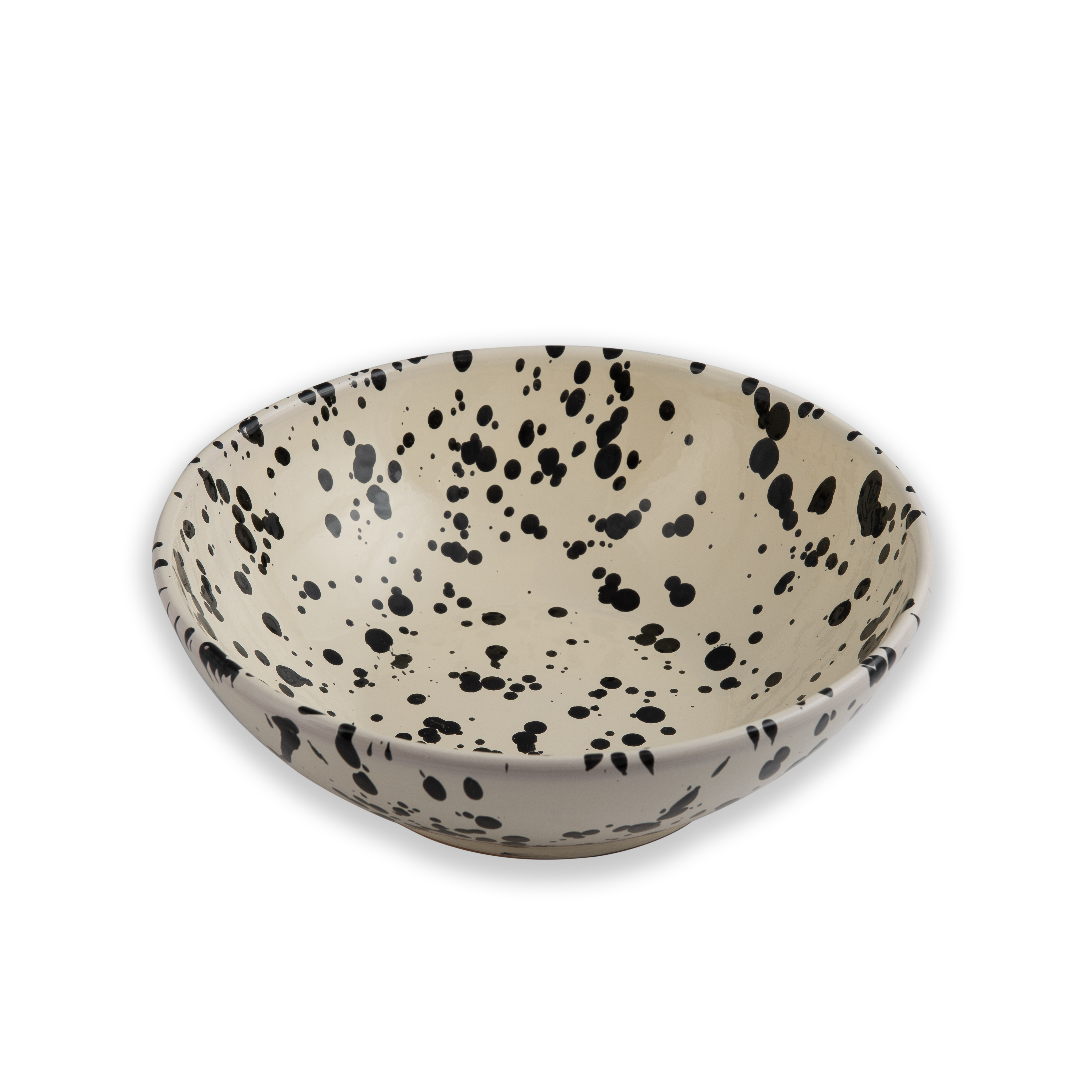 Salad Bowl diam. 23 cm - Splasshed Line: Cream/black