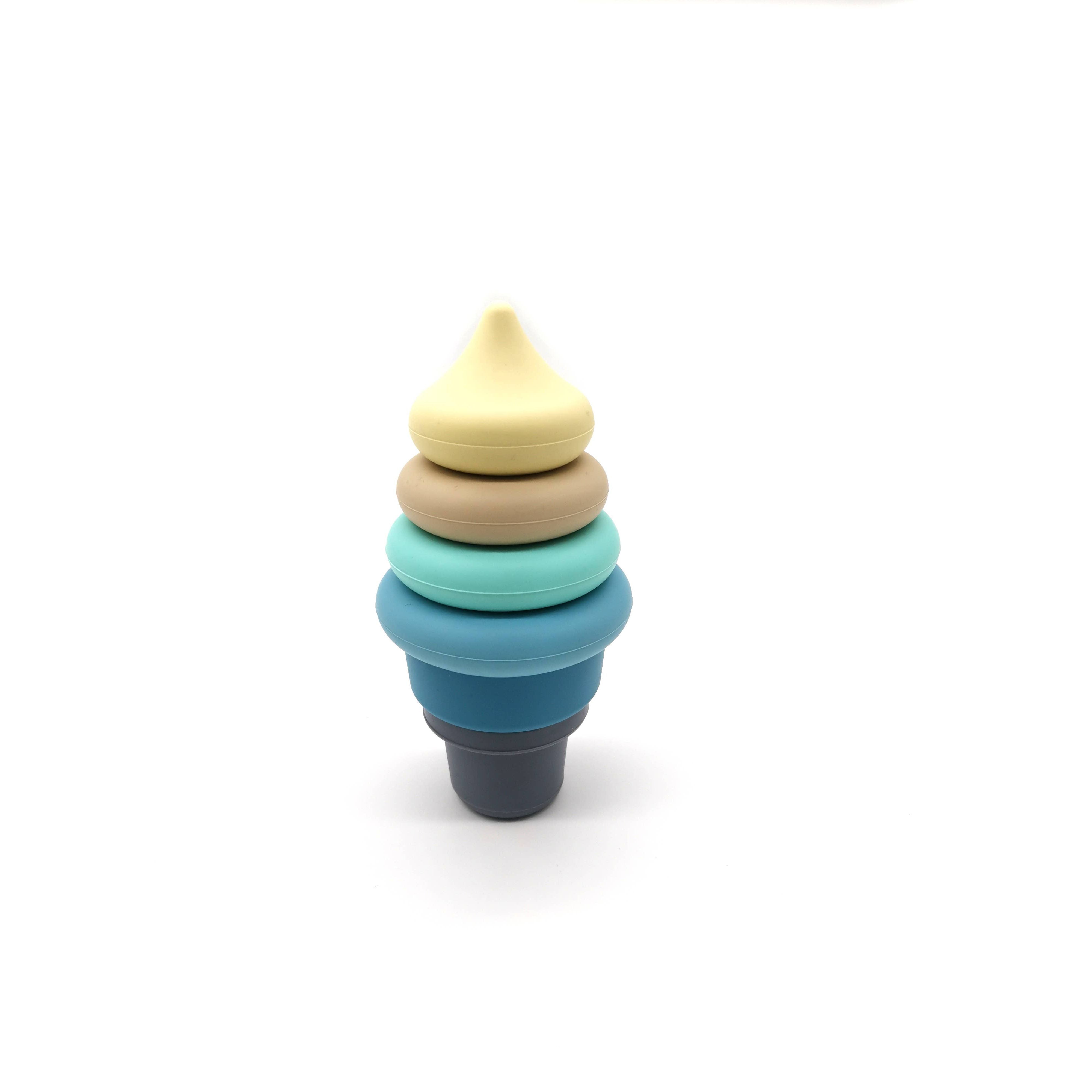 Montessori Educational Toy - Stackable Silicone Ice Cream: Blue