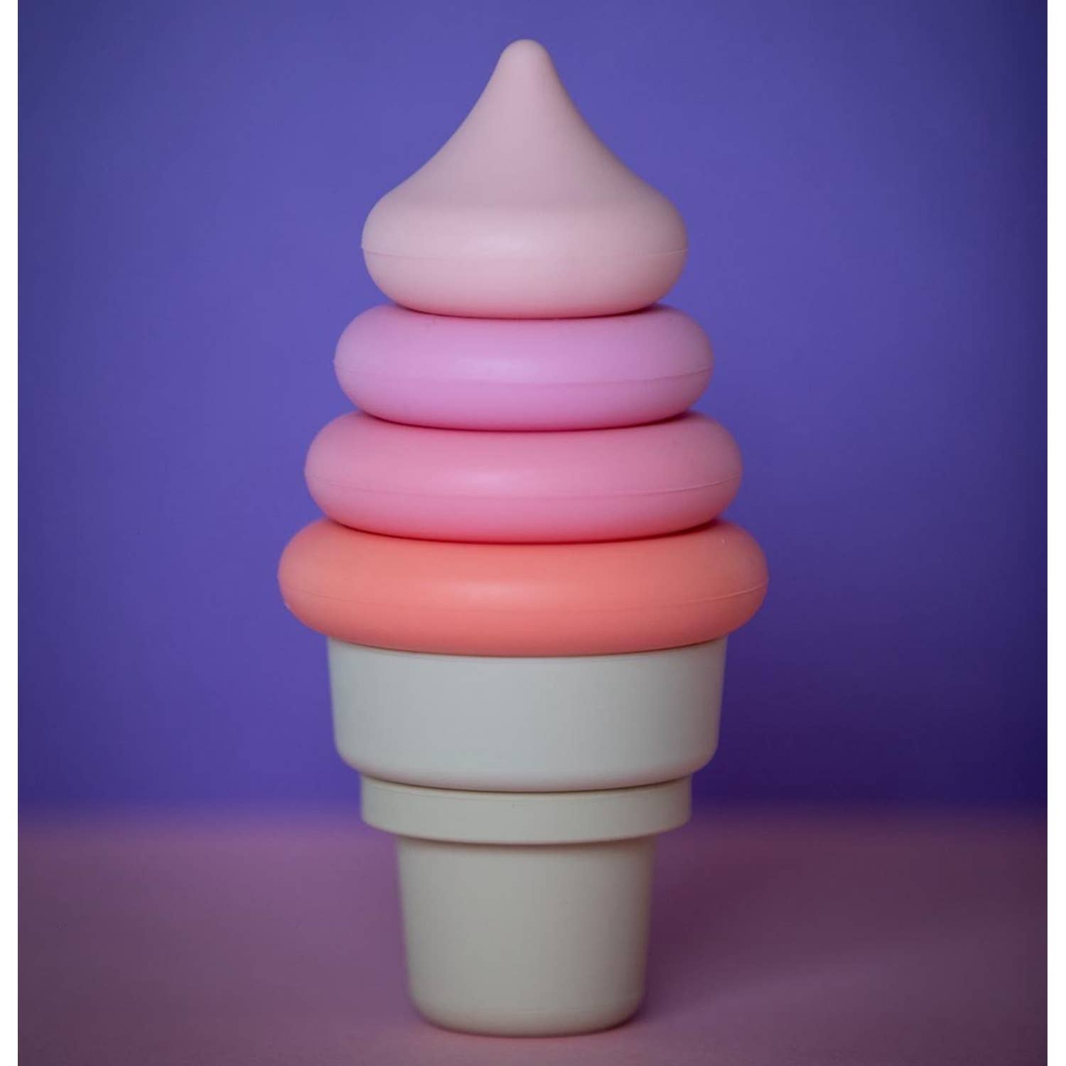 Montessori Educational Toy - Stackable Silicone Ice Cream: Coral