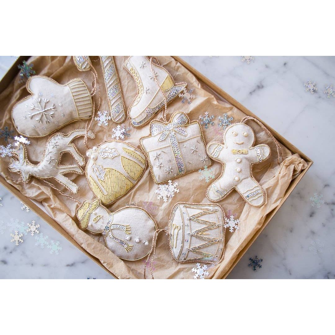 Handmade Drum Christmas Holiday Decoration in Irish Linen