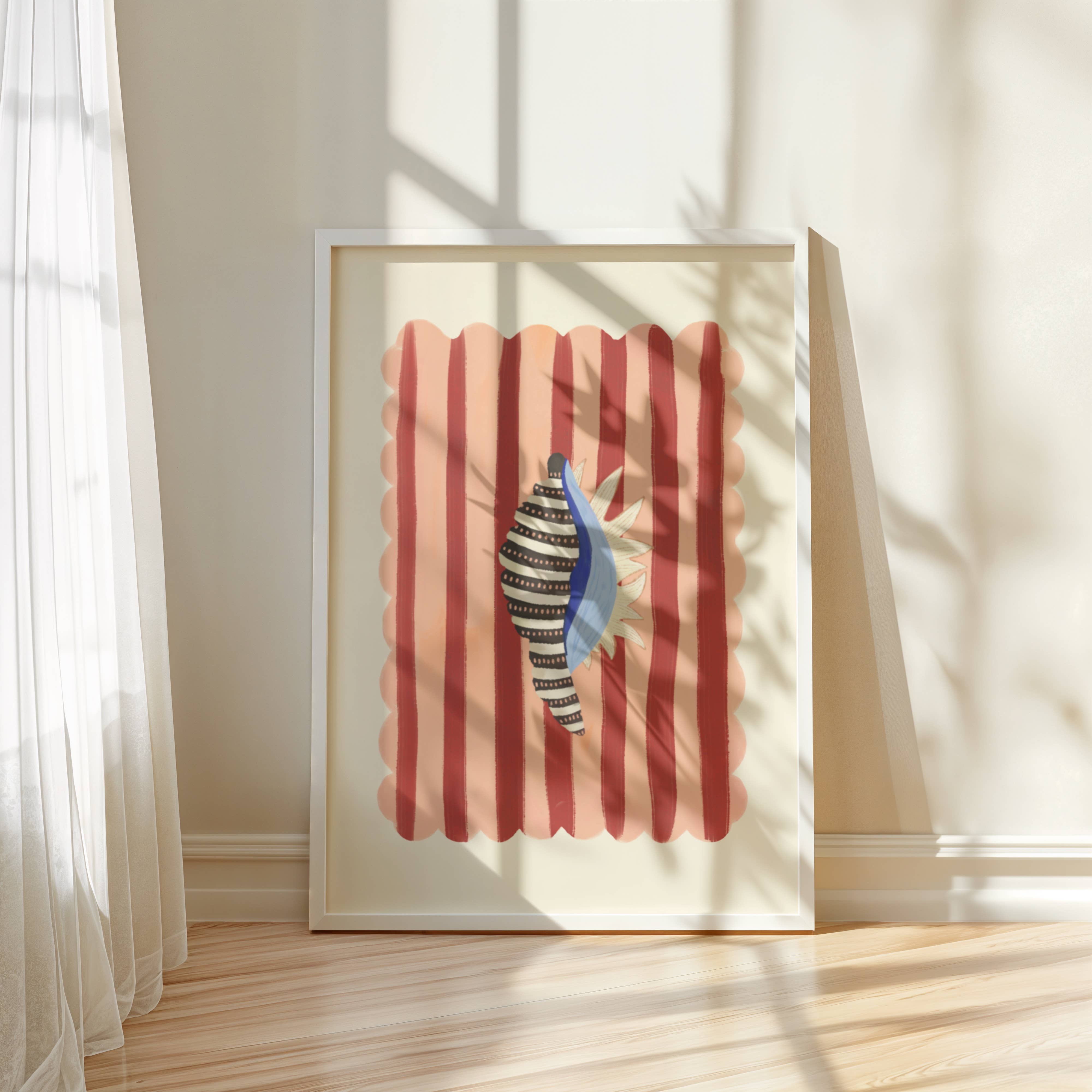 Black stripe, Hand Drawn Abstract shell Drawing, shell Art: A3