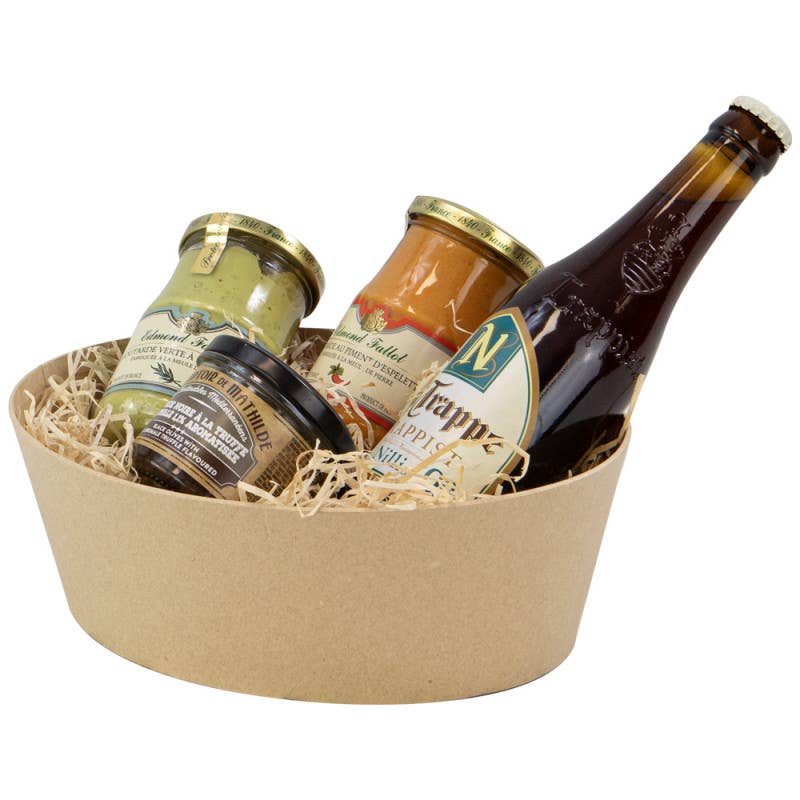 Kraft brown oval cardboard basket 23x19x8 cm