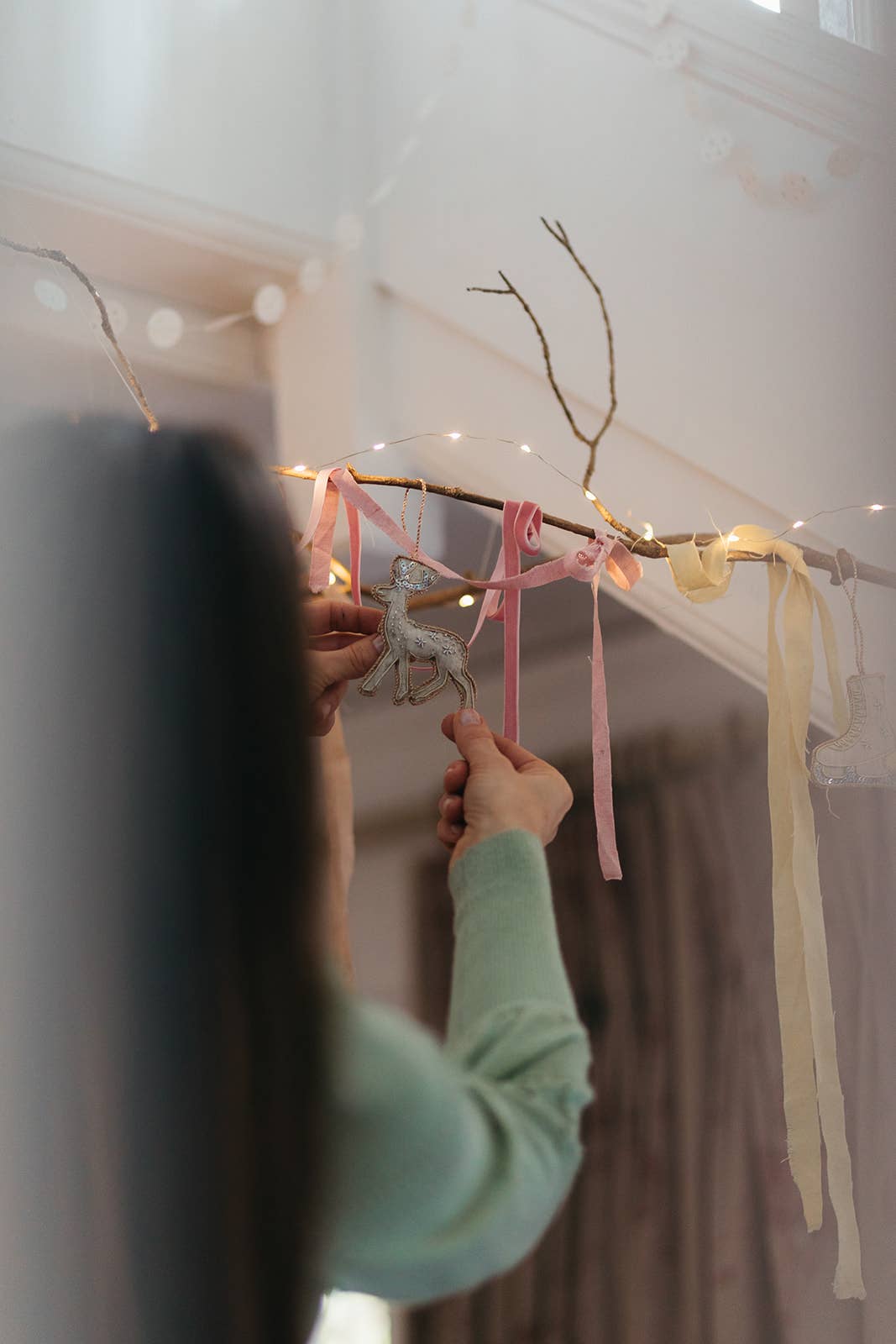 Handmade Reindeer Irish Linen Holiday Ornament