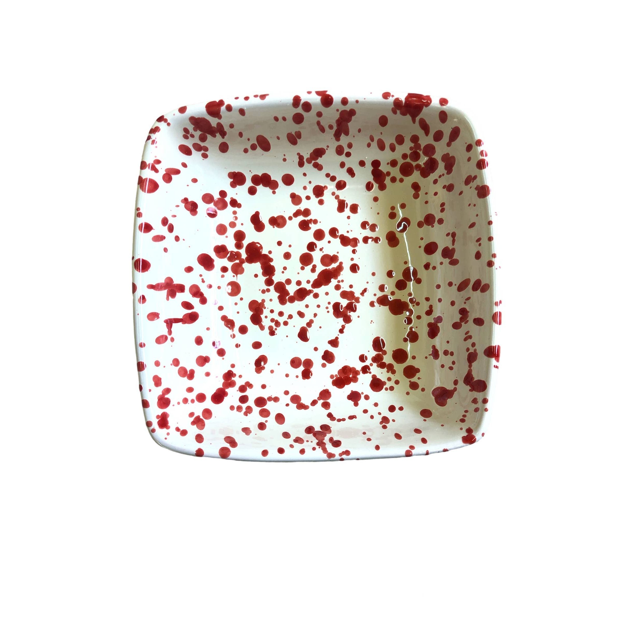 Square Bowl 13x13 cm - Splashed Line: Cream/black