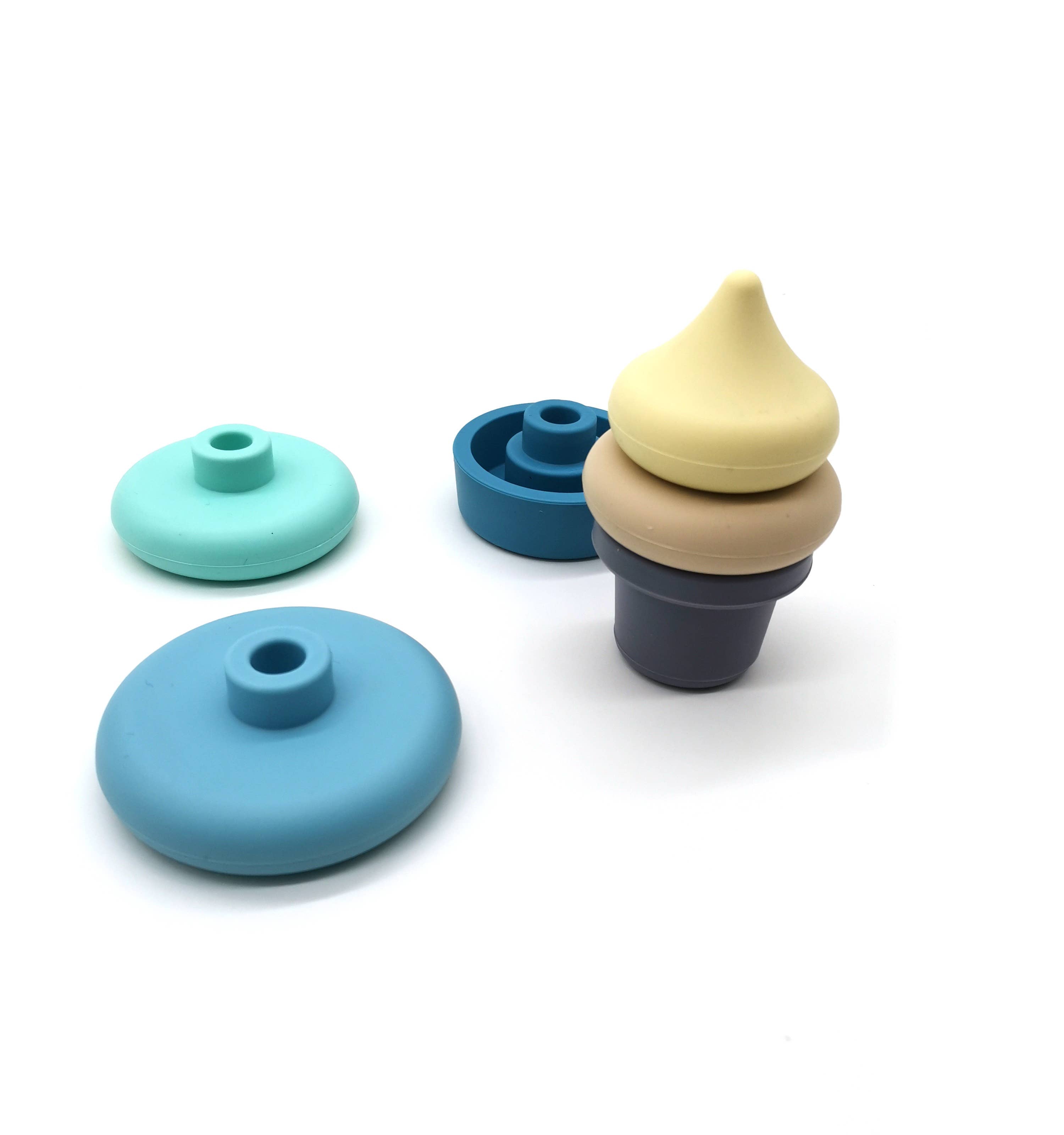 Montessori Educational Toy - Stackable Silicone Ice Cream: Blue