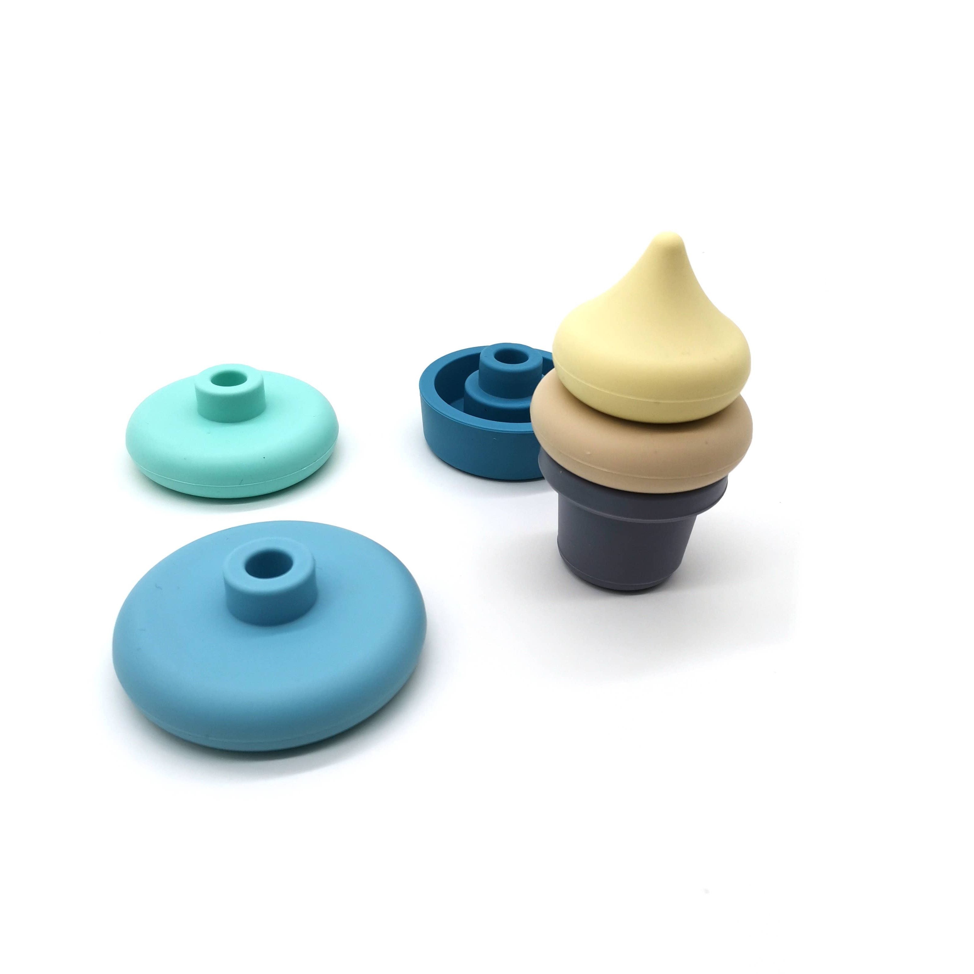 Montessori Educational Toy - Stackable Silicone Ice Cream: Blue
