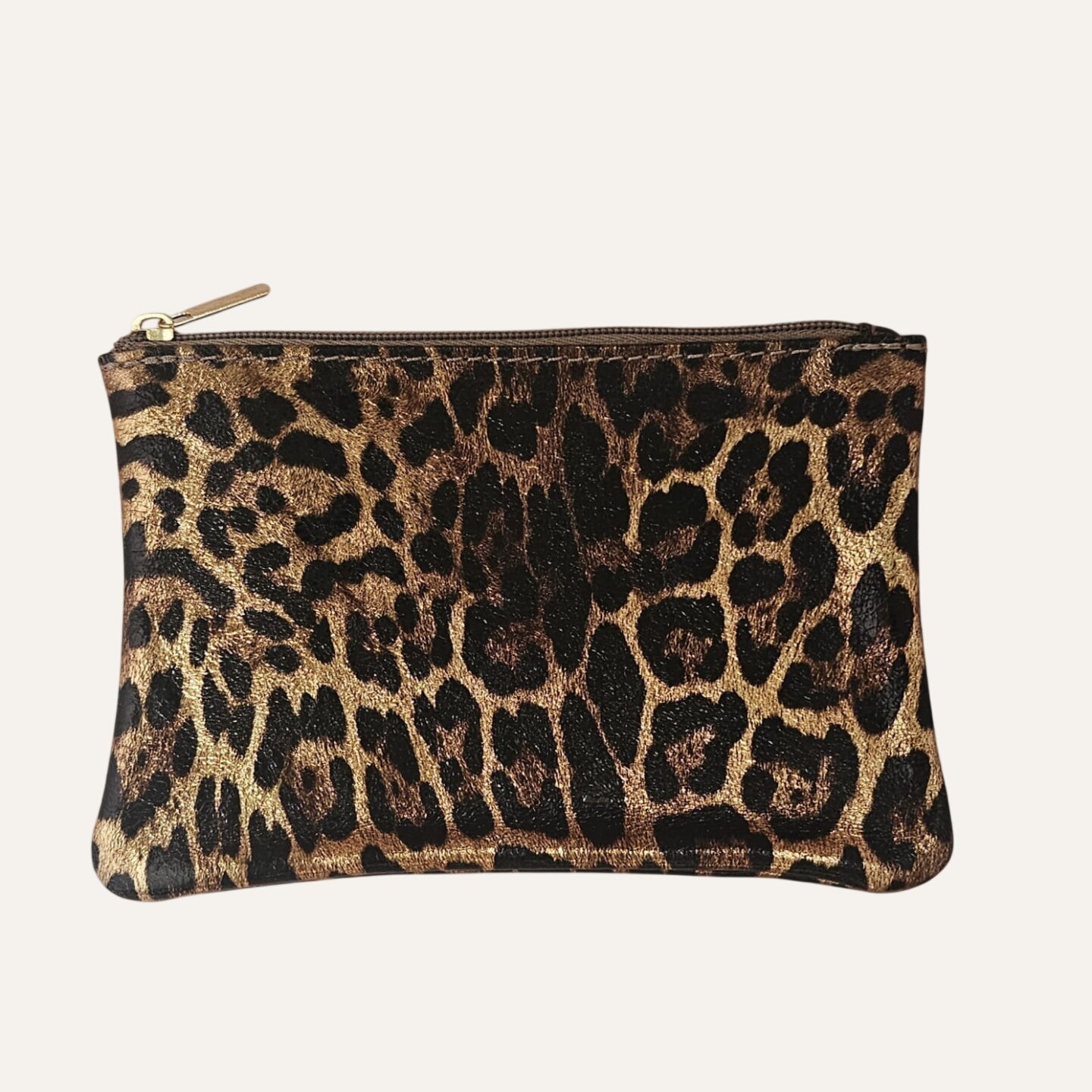 Leather pouch with zip: DARK LEOPARD