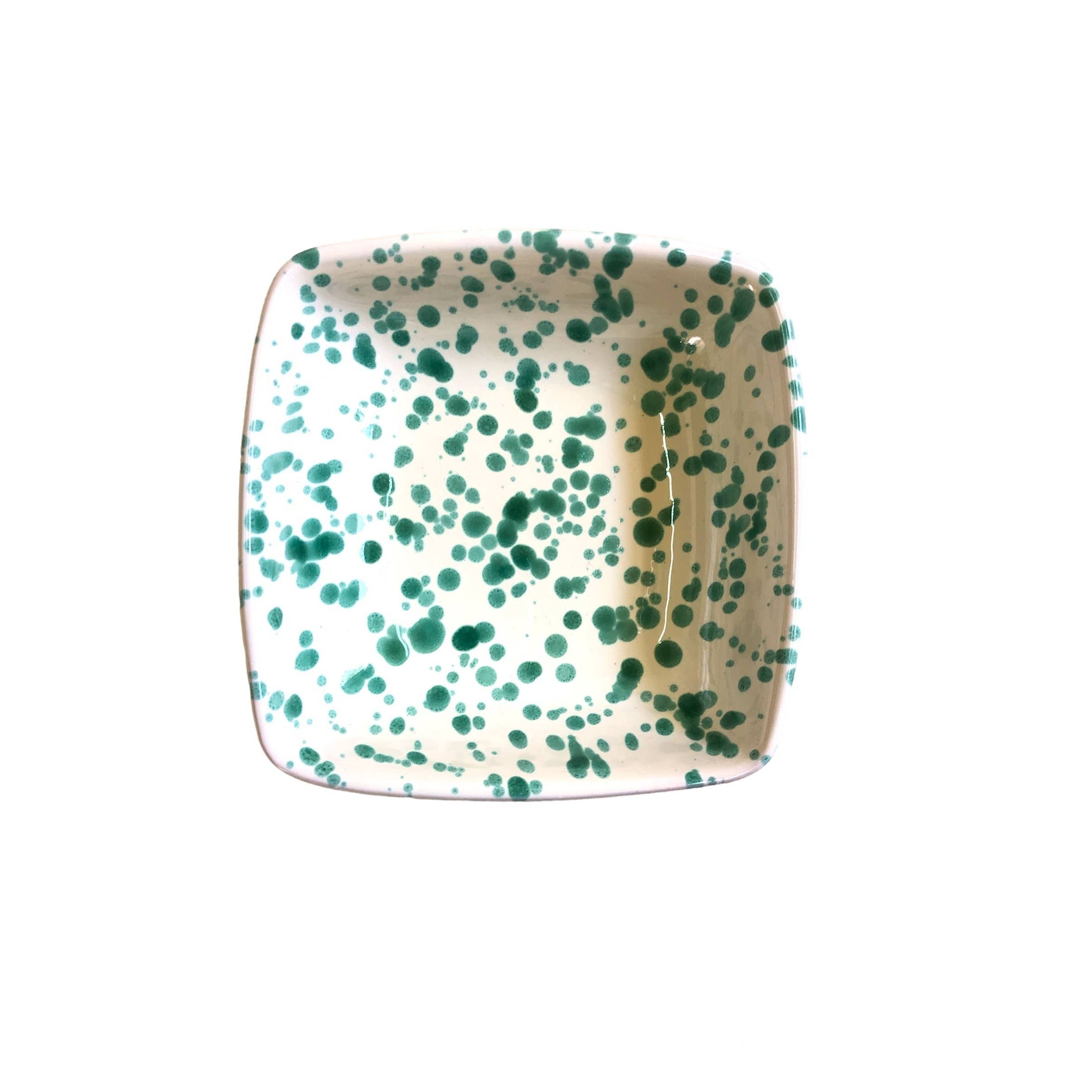 Square Bowl 13x13 cm - Splashed Line: Cream/black