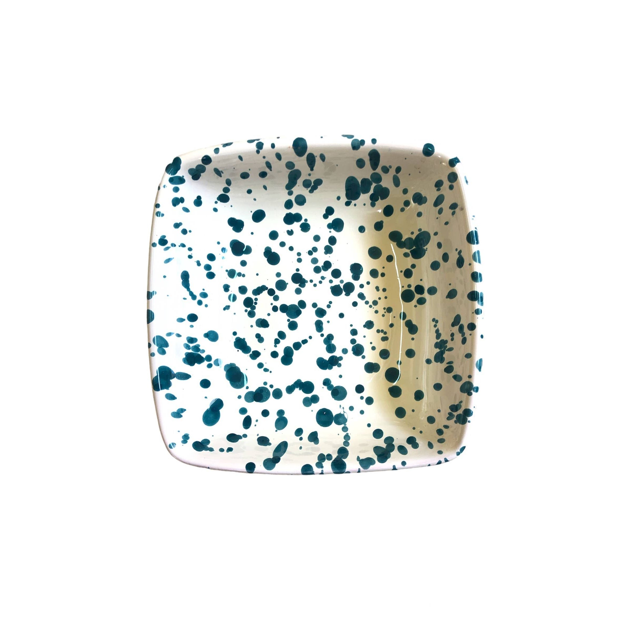Square Bowl 13x13 cm - Splashed Line: Cream/black