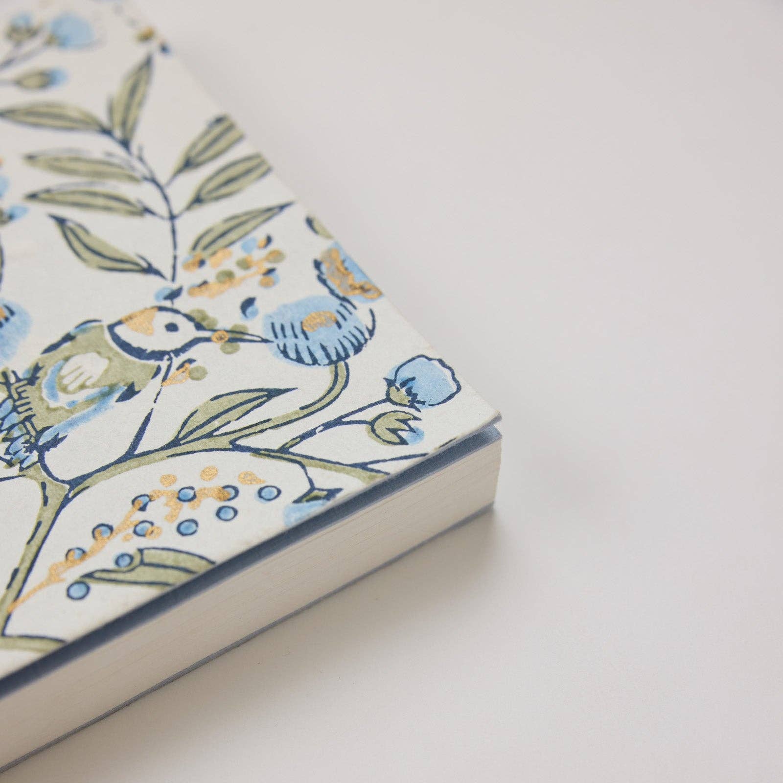 Block Printed Ruled Notebook (A5) - Songbird Blue Stone