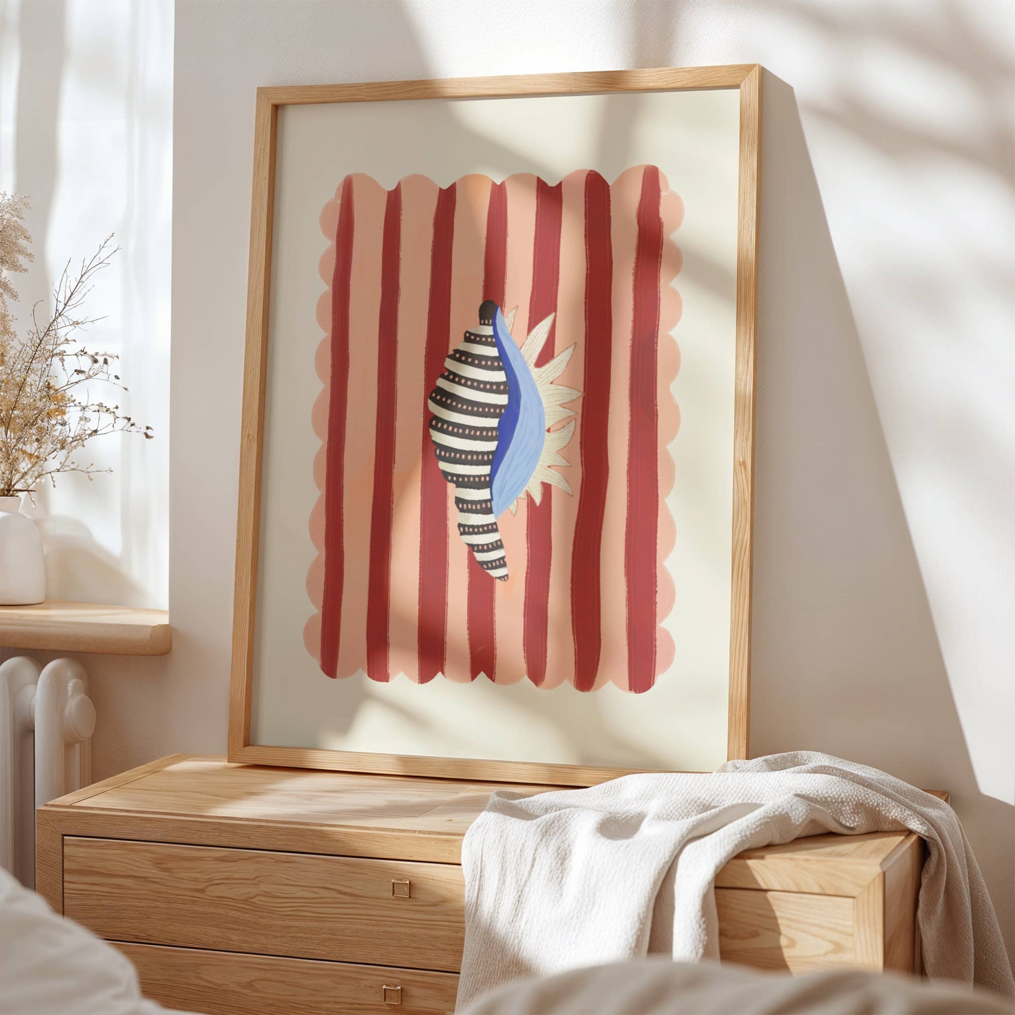 Black stripe, Hand Drawn Abstract shell Drawing, shell Art: A3