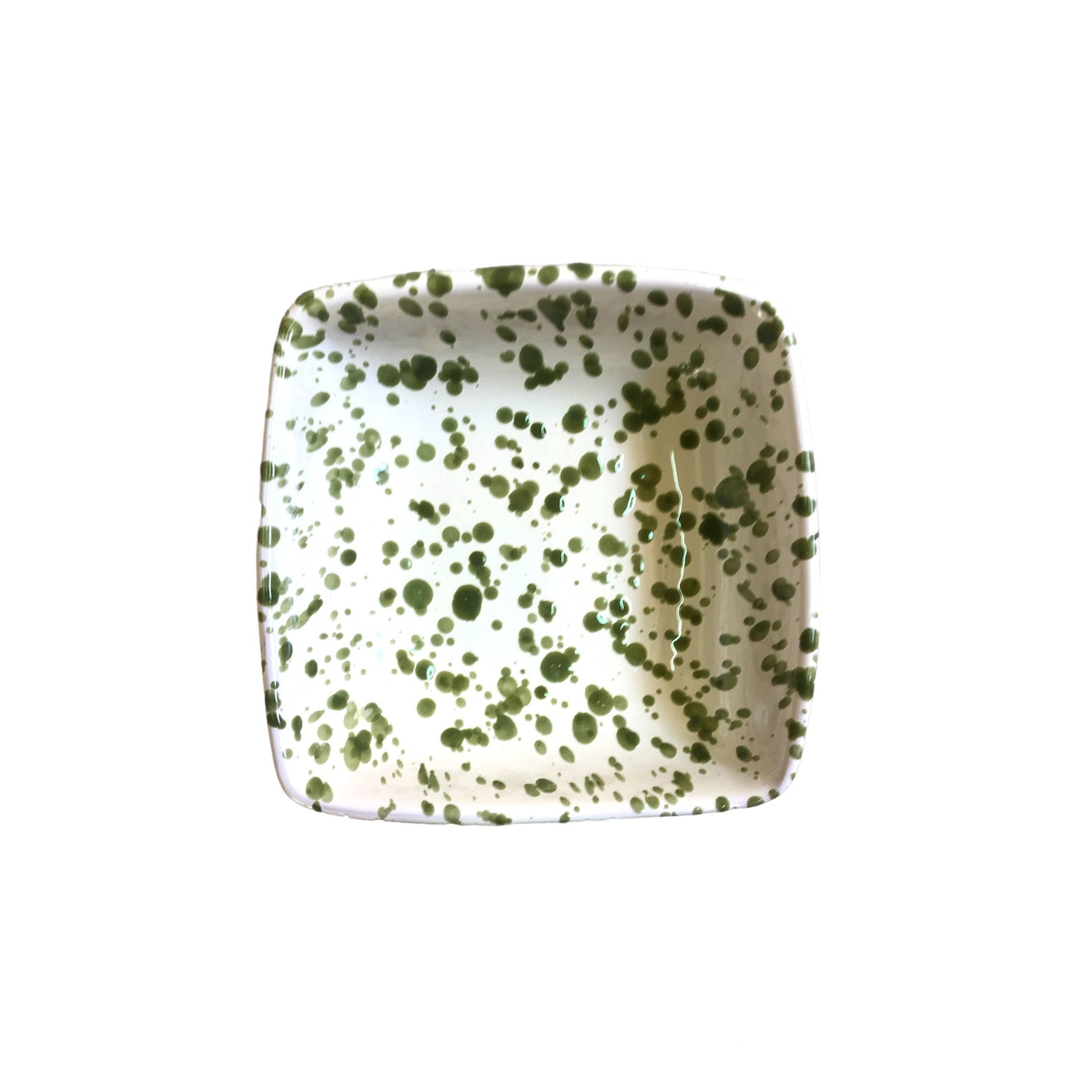 Square Bowl 13x13 cm - Splashed Line: Cream/black
