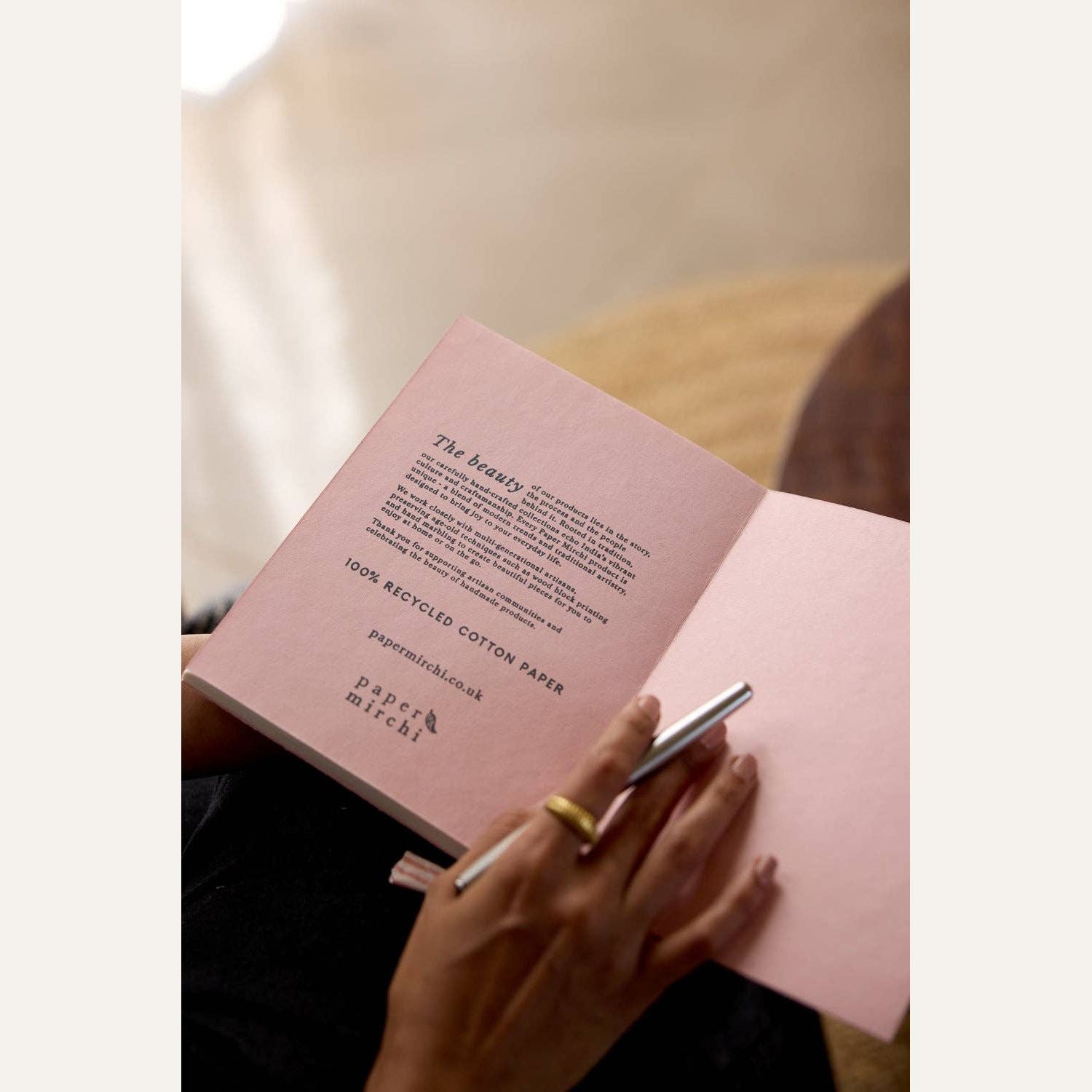 Block Printed Ruled Notebook (A5) - Ditsy Floral Blush