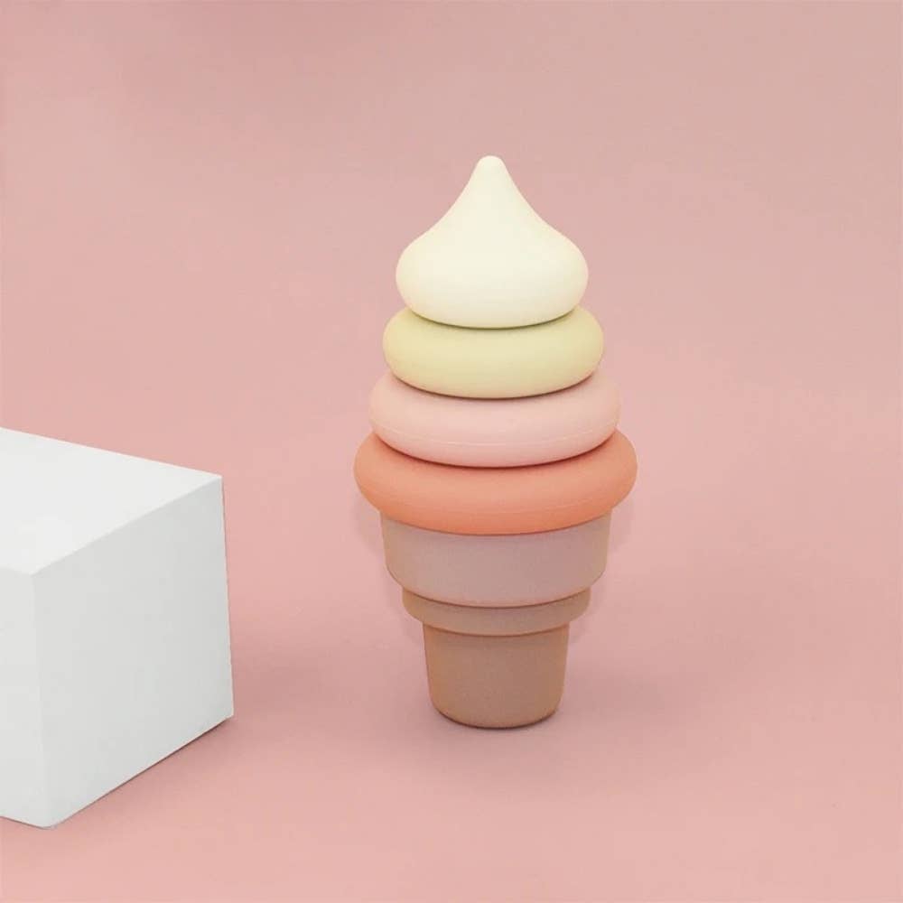 Montessori Educational Toy - Stackable Silicone Ice Cream: Coral
