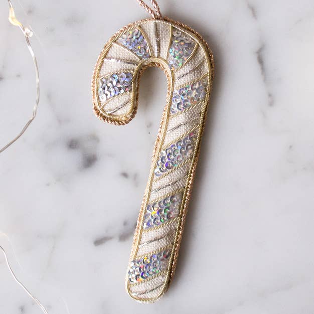 Handmade Candy Cane Christmas Holiday Decoration Irish Linen