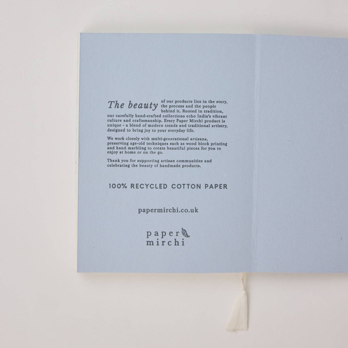 Block Printed Ruled Notebook (A5) - Songbird Blue Stone