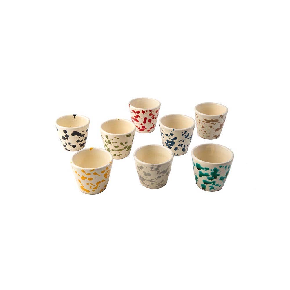 Glass h. 6 cm - Splasshed Line: Cream/blue