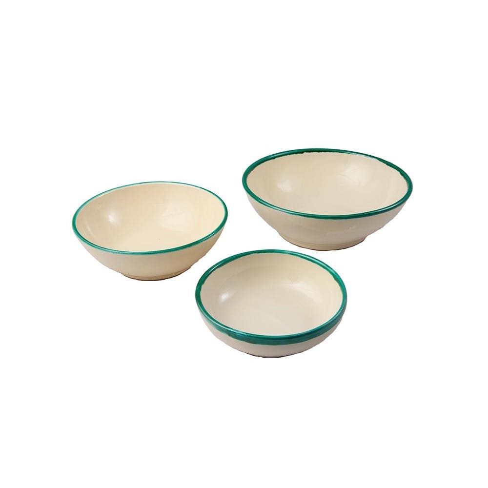 Salad Bowl diam. 28 cm - Edge Line: Cream/black