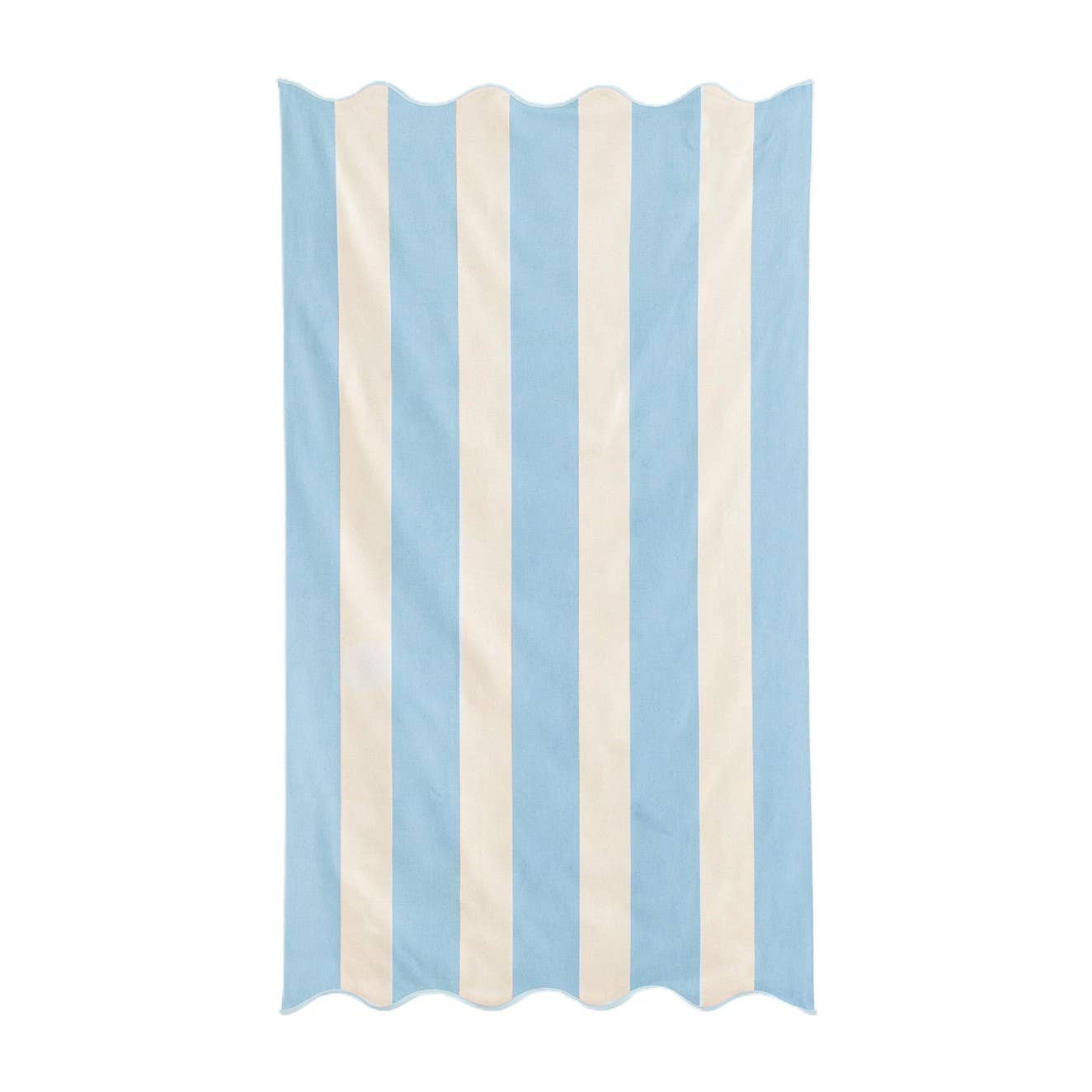 Large Scalloped Striped Beach Towel 90 x 170cm - 100% Cotton: Green